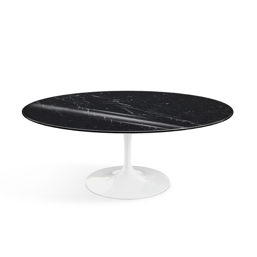 Saarinen Low Oval Coffee Table - Polished Nero Marq,  White