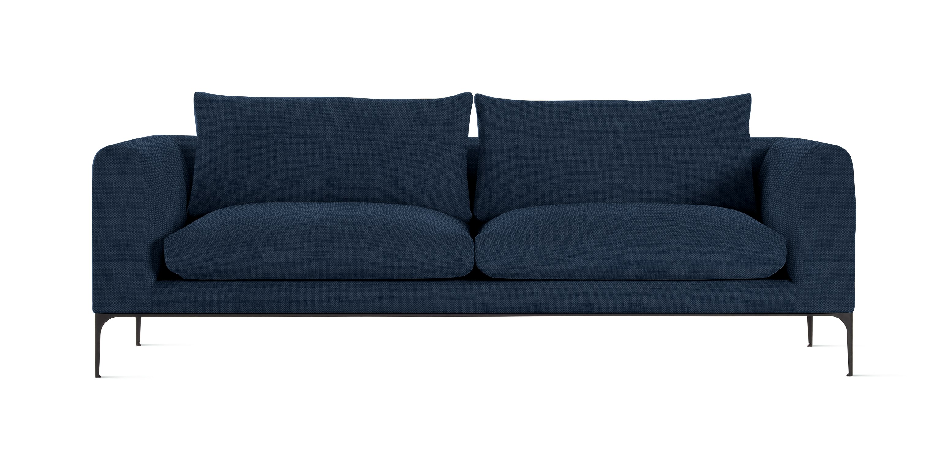A Jonas Sofa in Mode, Society with Black finish viewed from the front.