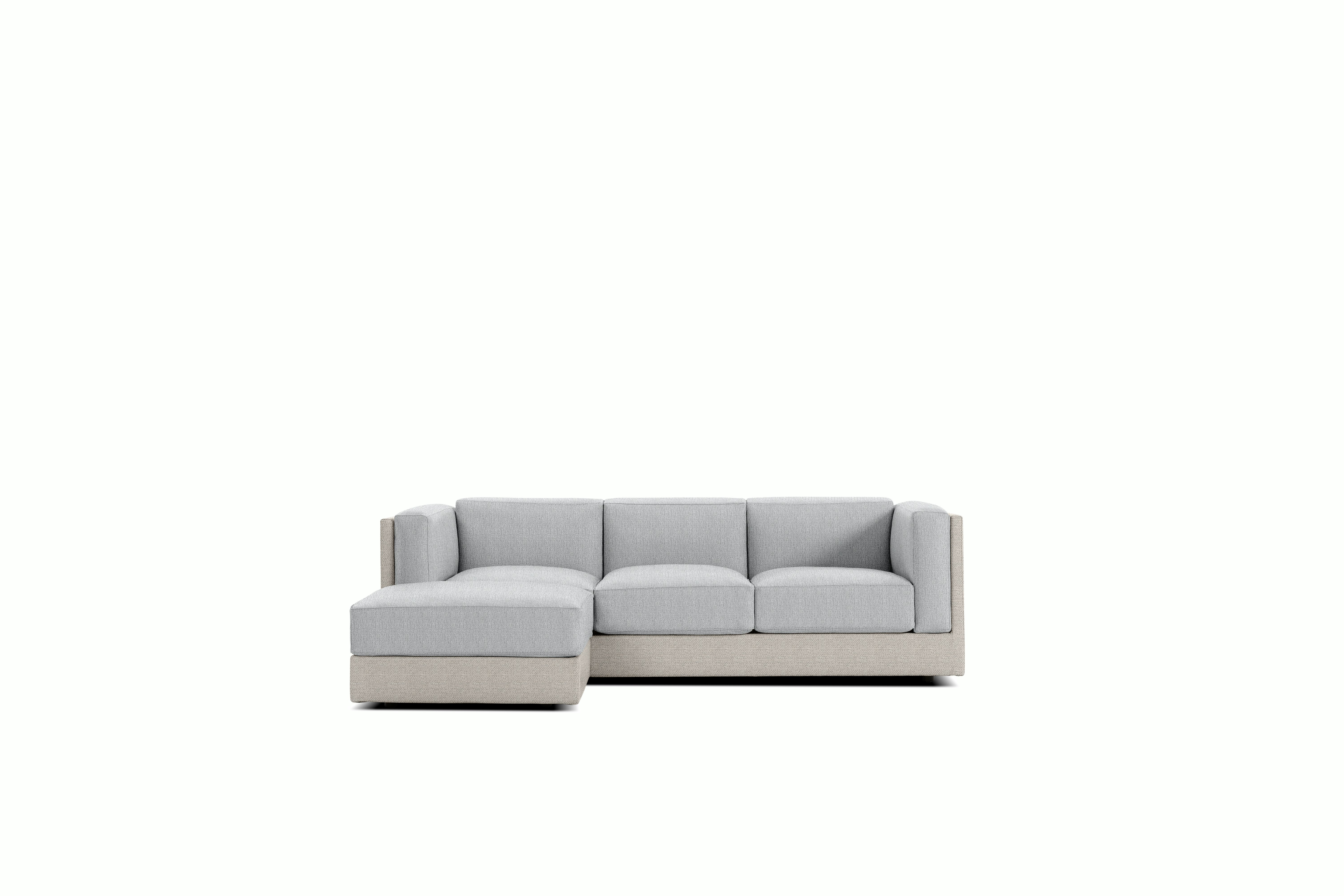 Symme Sectional Chaise - Fabric Frame,  Pebble Weave,  Buff,  Pebble Weave,  Fog