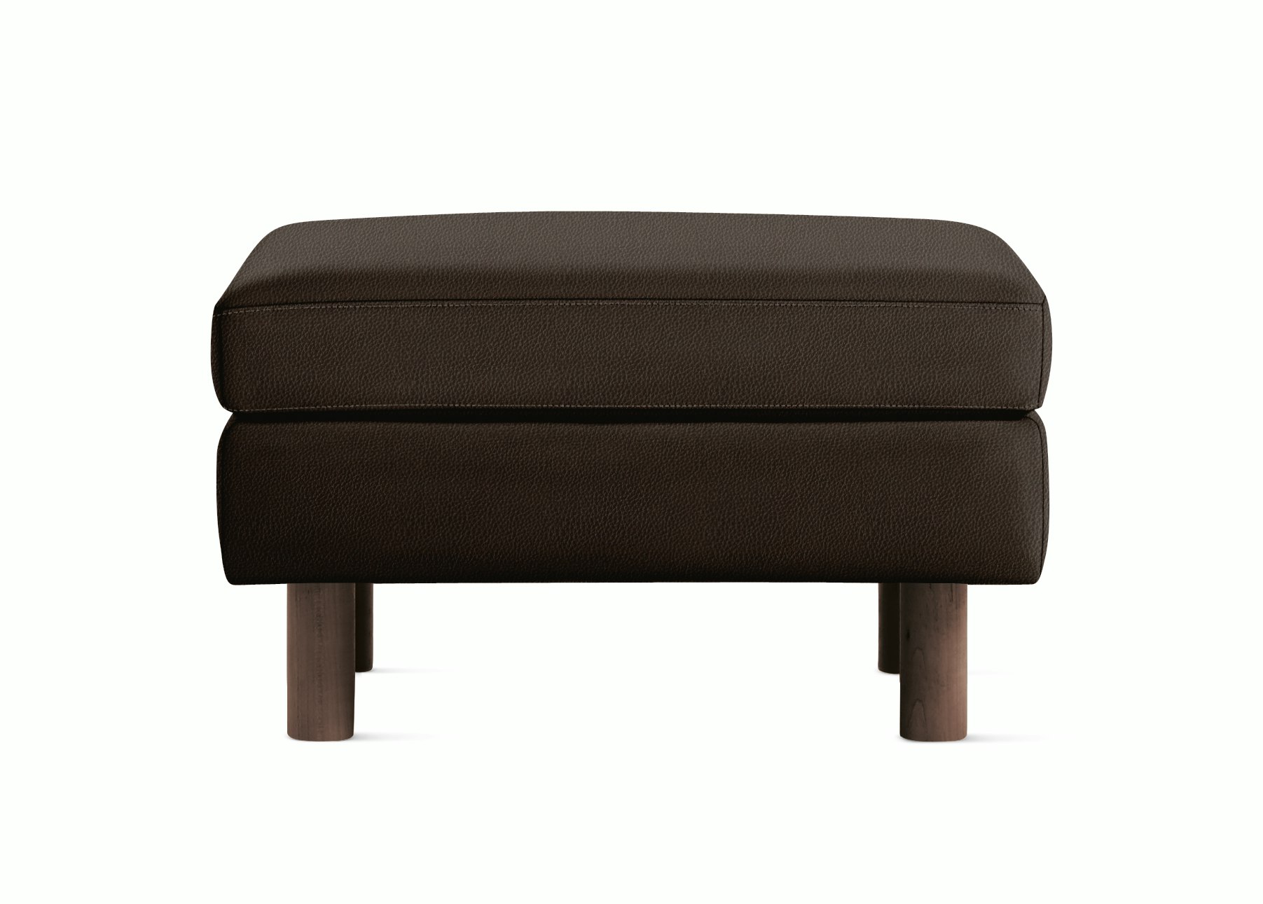 Lispenard Ottoman  in java brown leather with 6" legs.