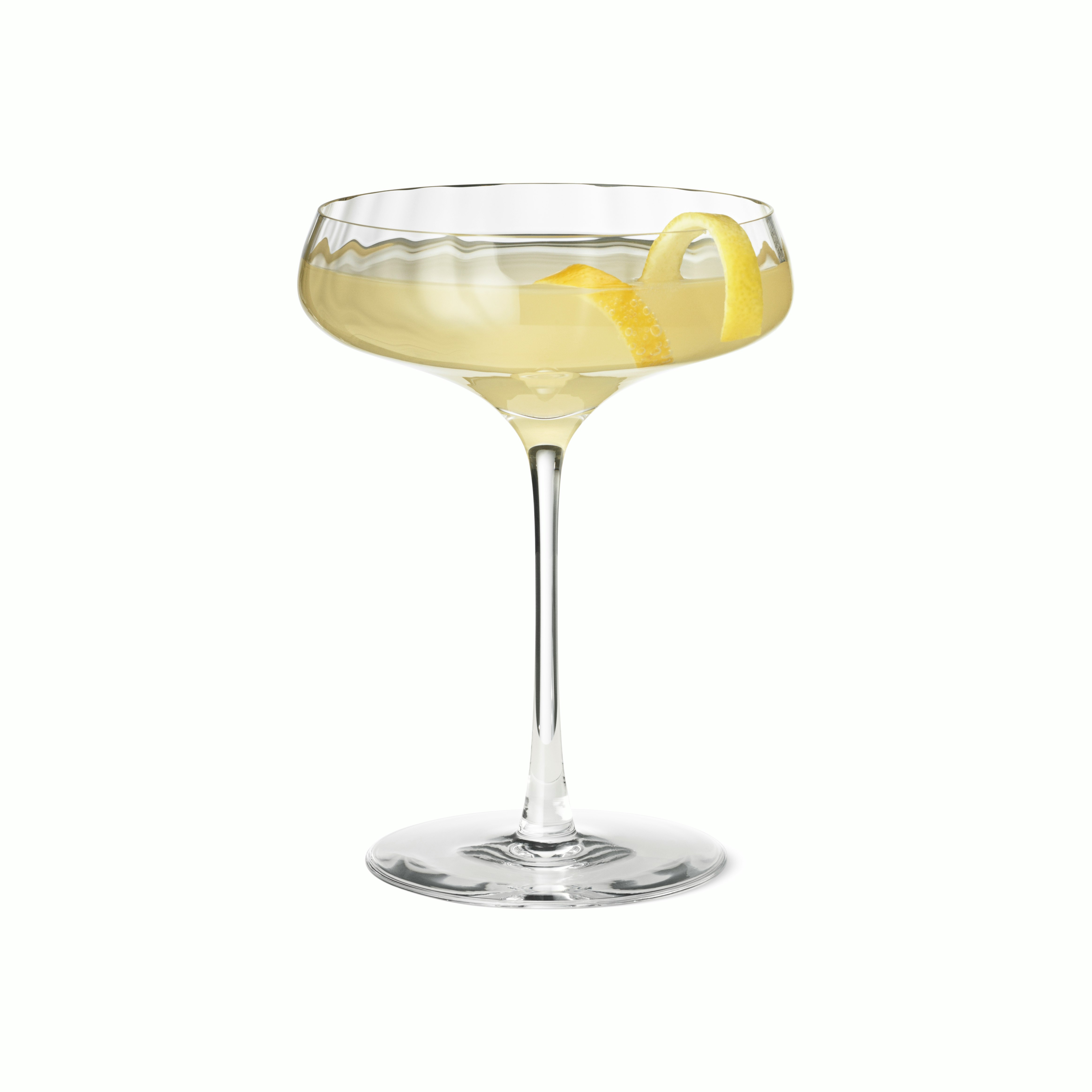 A Bernadotte Coupe Glasses -Set of 2 in White viewed from the front.