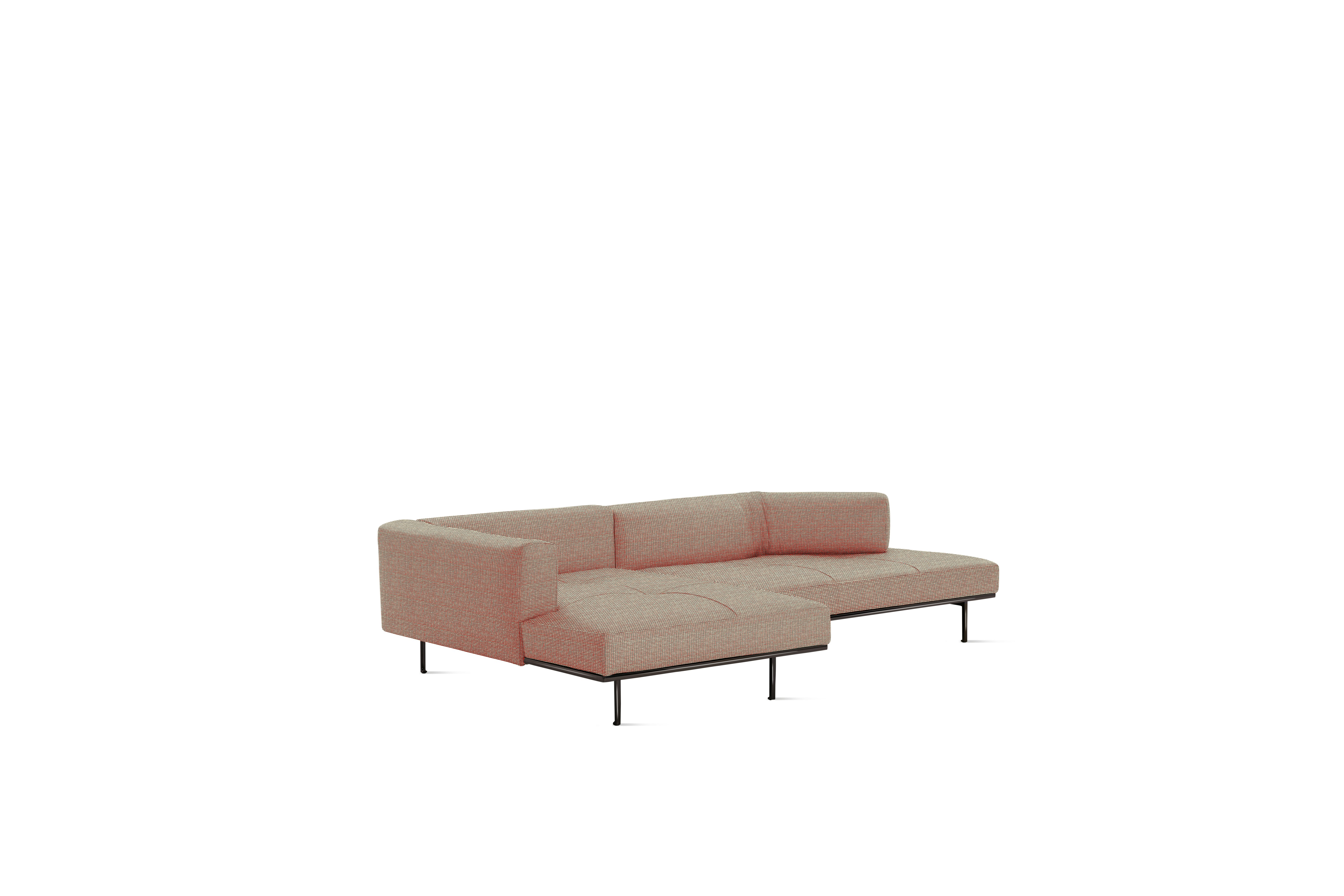 A Matic Sectional in Right Peony Charcoal viewed from an angle.