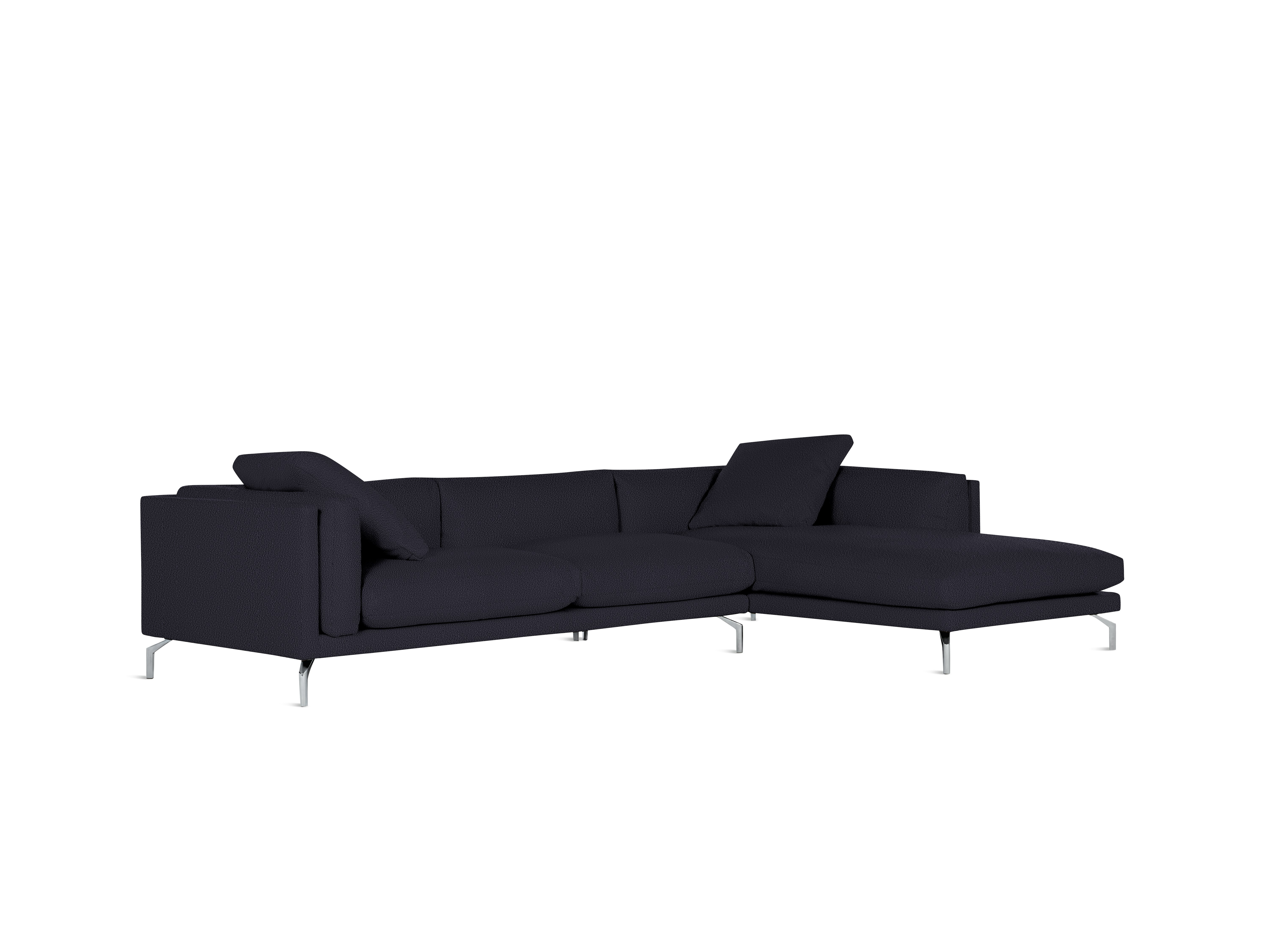 A Como Sectional Sofa in Blue Red Melange viewed from an angle.
