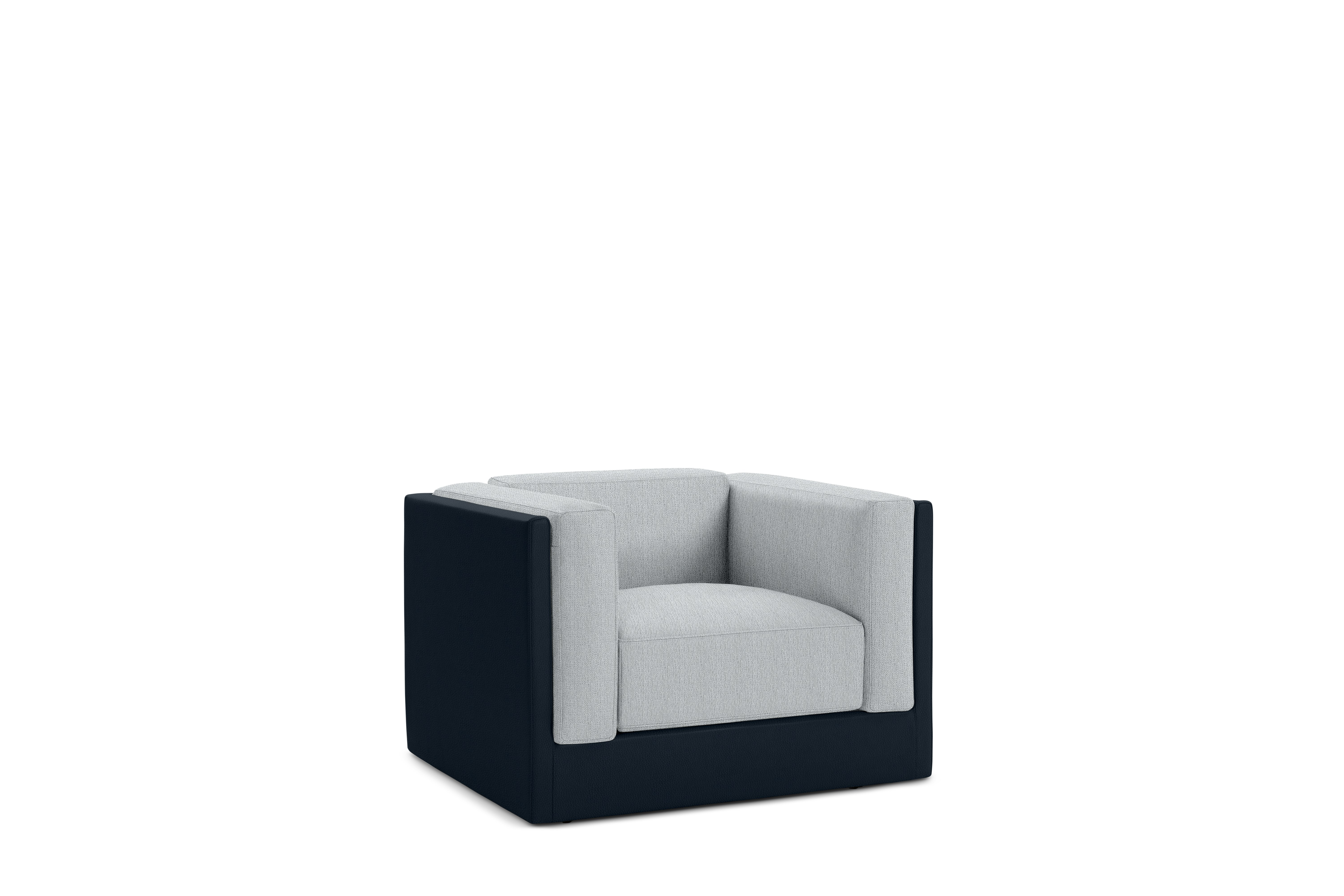 Symme Armchair - Leather Frame,  Prone Leather,  Sail,  Pebble Weave,  Fog