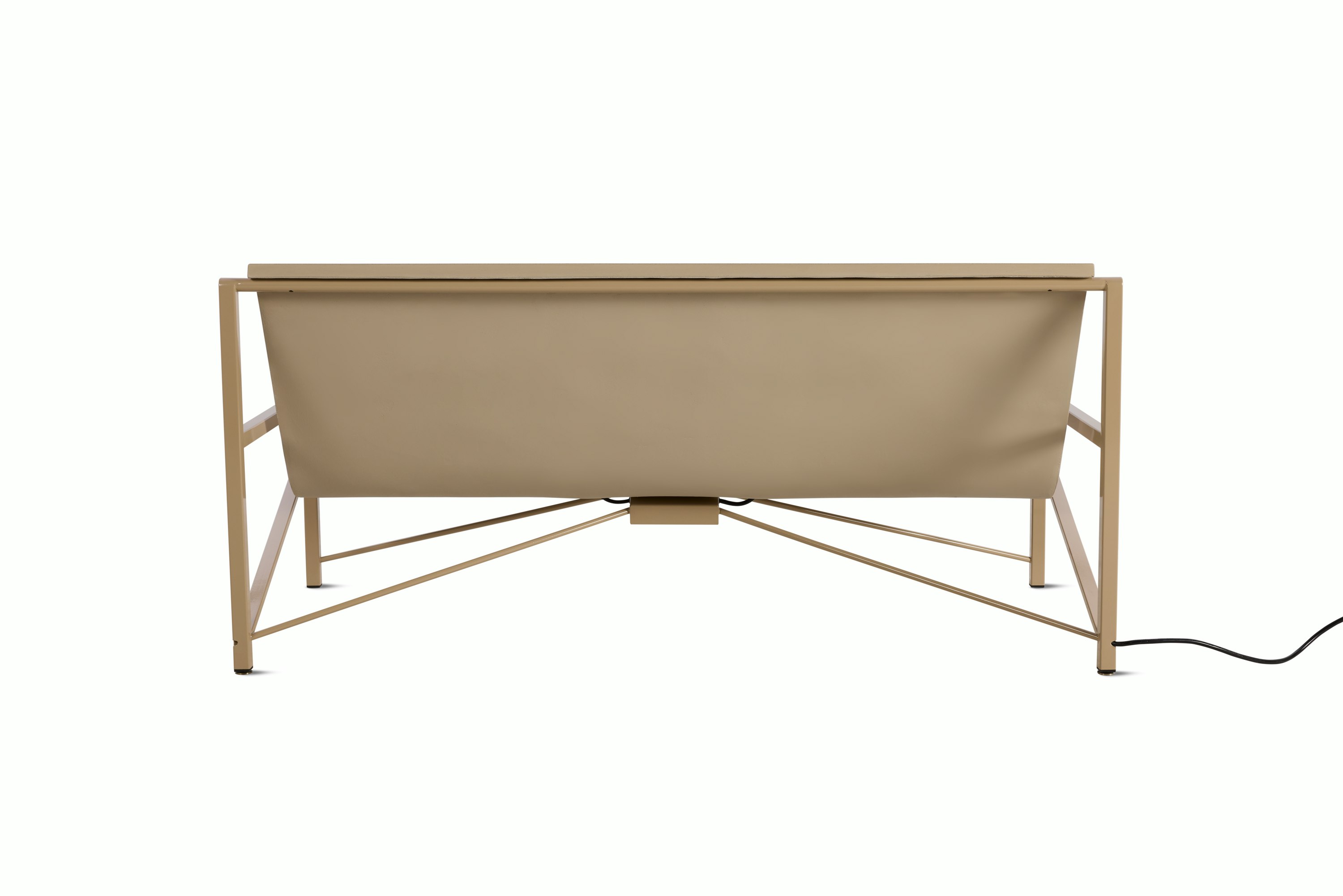 A Evia Lounge Bench in Pumice viewed from behind.