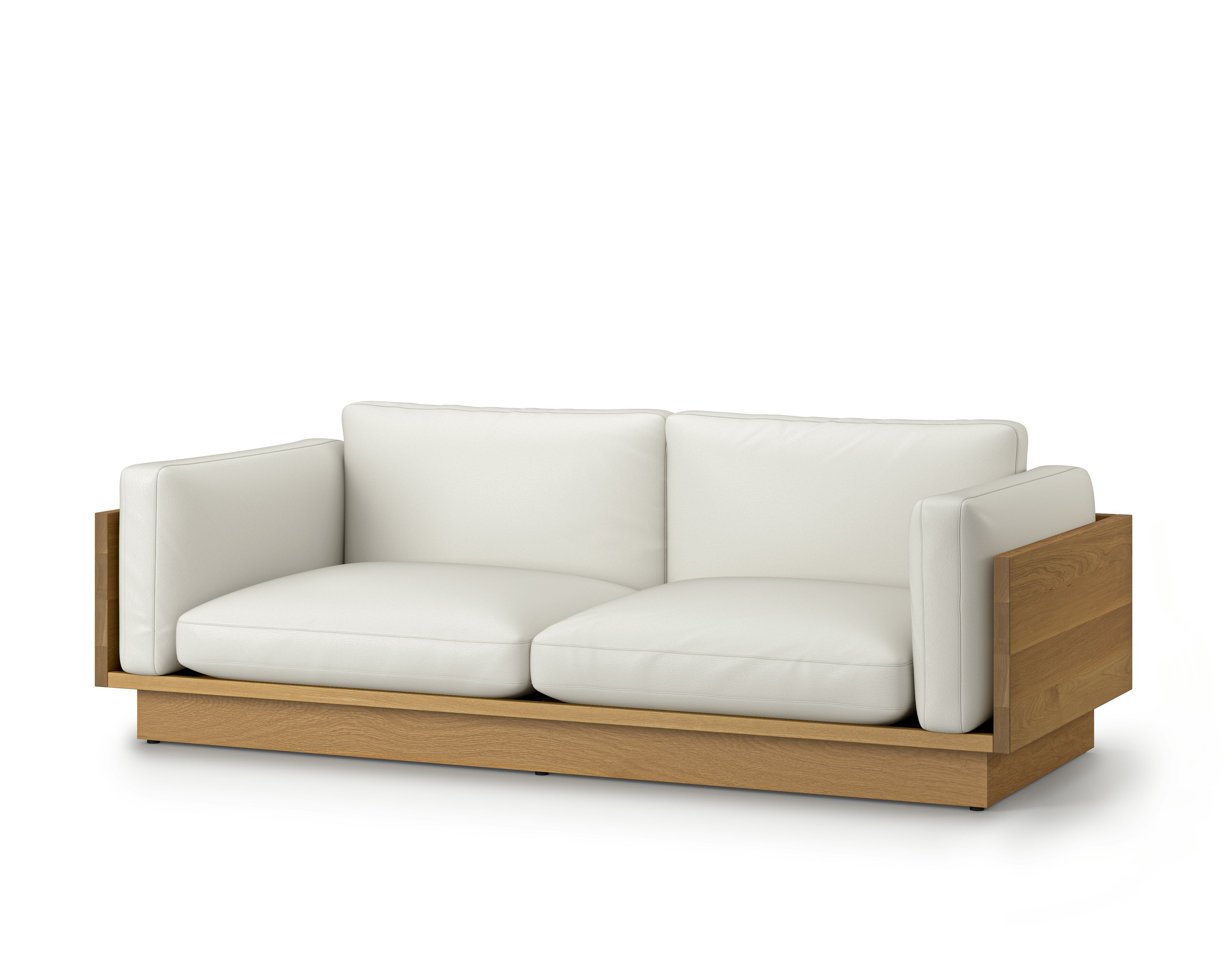 Pawson Drift Sofa - 93 Inch, Raise Leather, Creme, White Oak