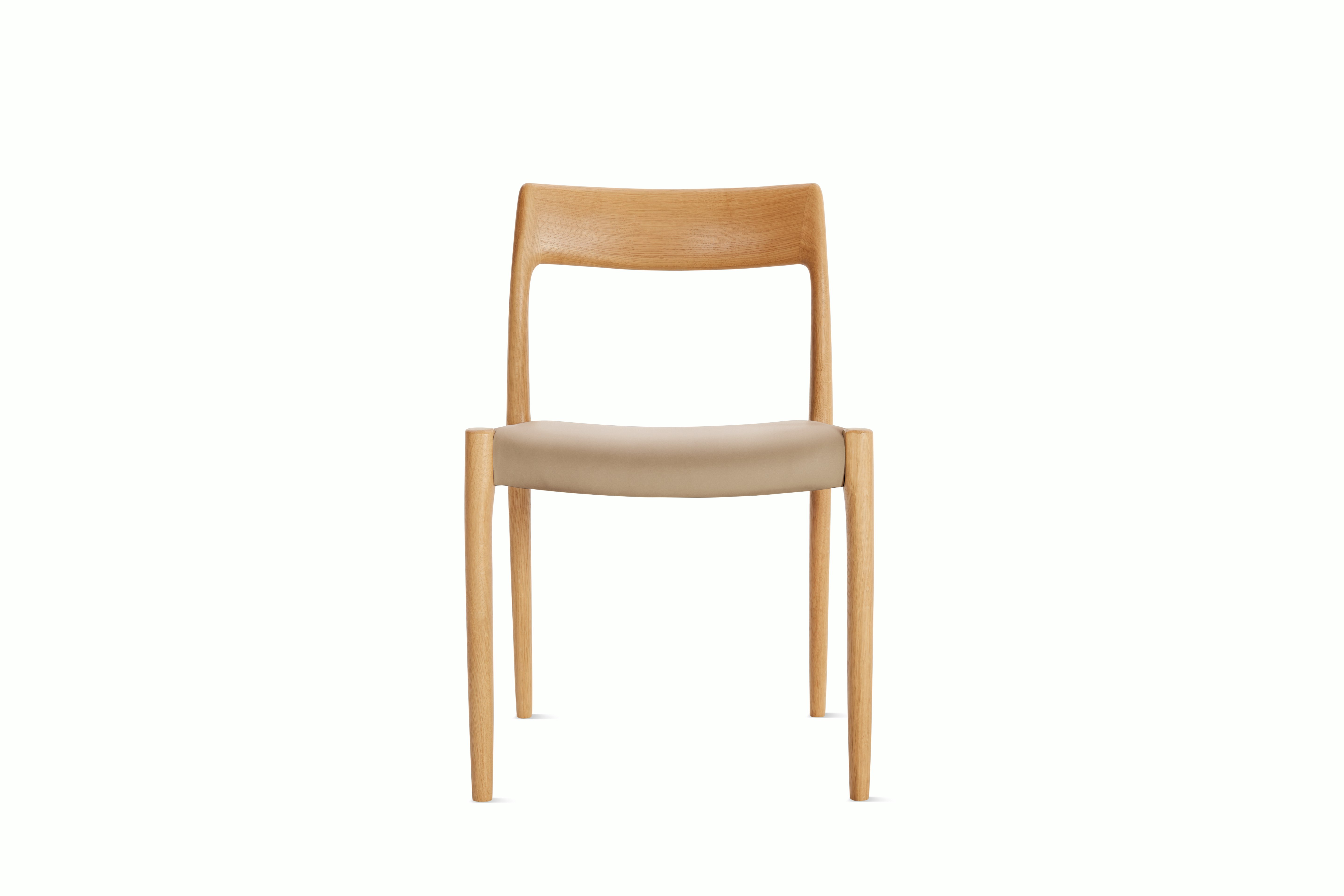M&oslash;ller Model 77 Side Chair - Side Chair,  Oak,  Leather,  Dune
