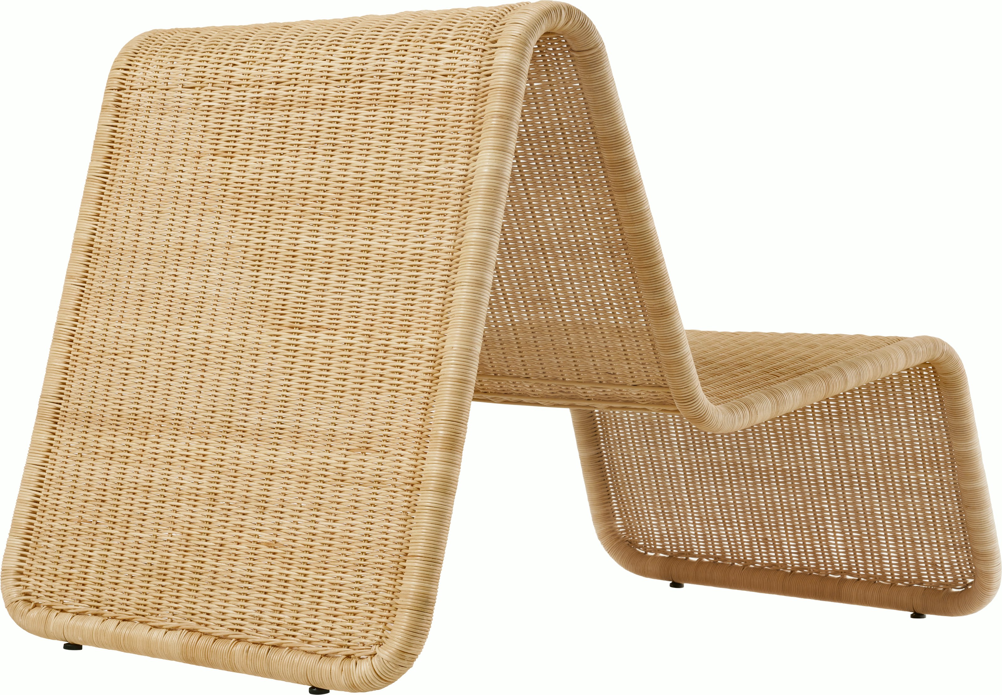 A P3 Lounge Chair in rattan viewed from behind.