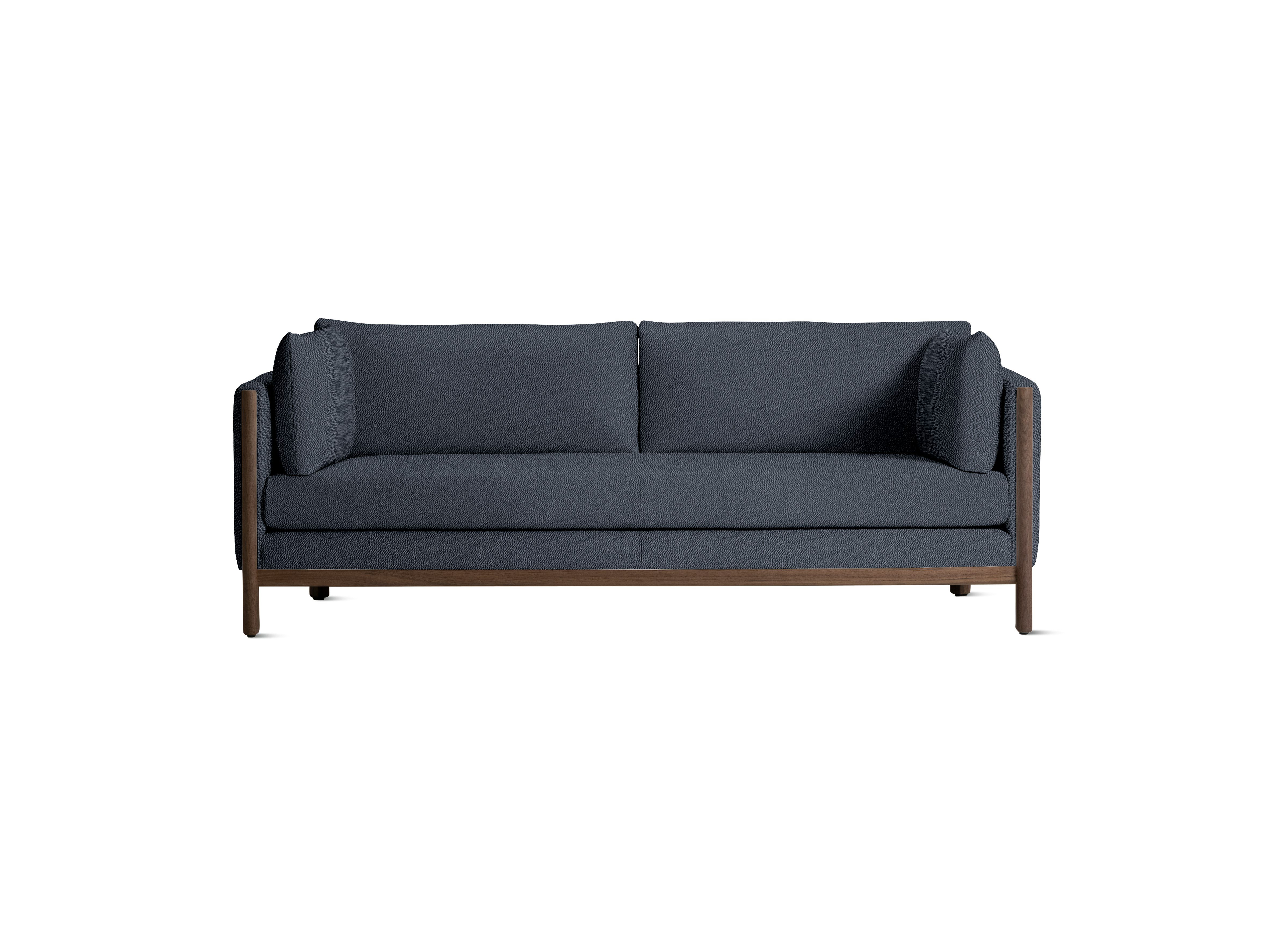 Emmy Sofa, 80 In, Turf, Blue Grey, Walnut