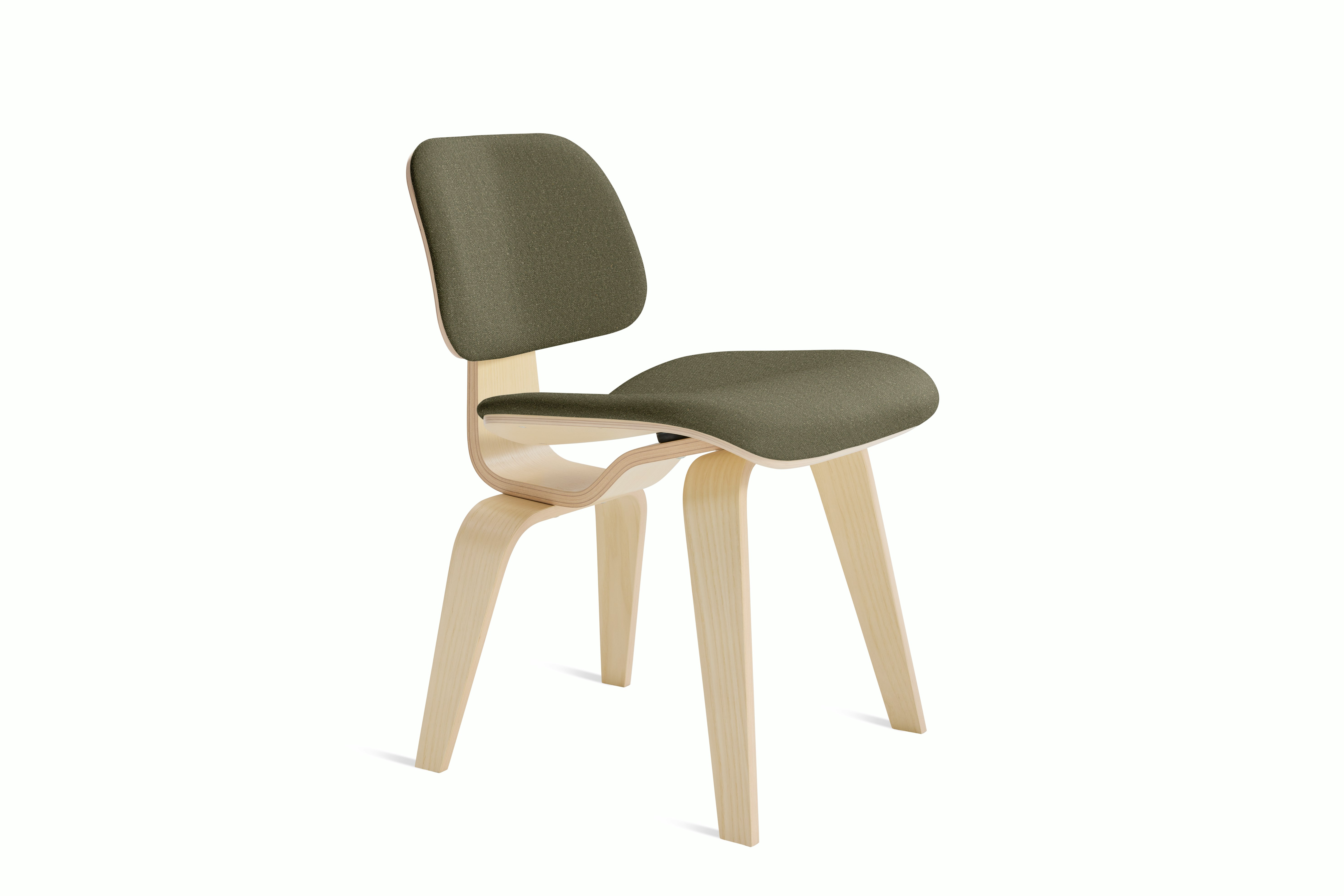 Eames Molded Plywood Dining Chair Wood Base (DCW), Upholstered