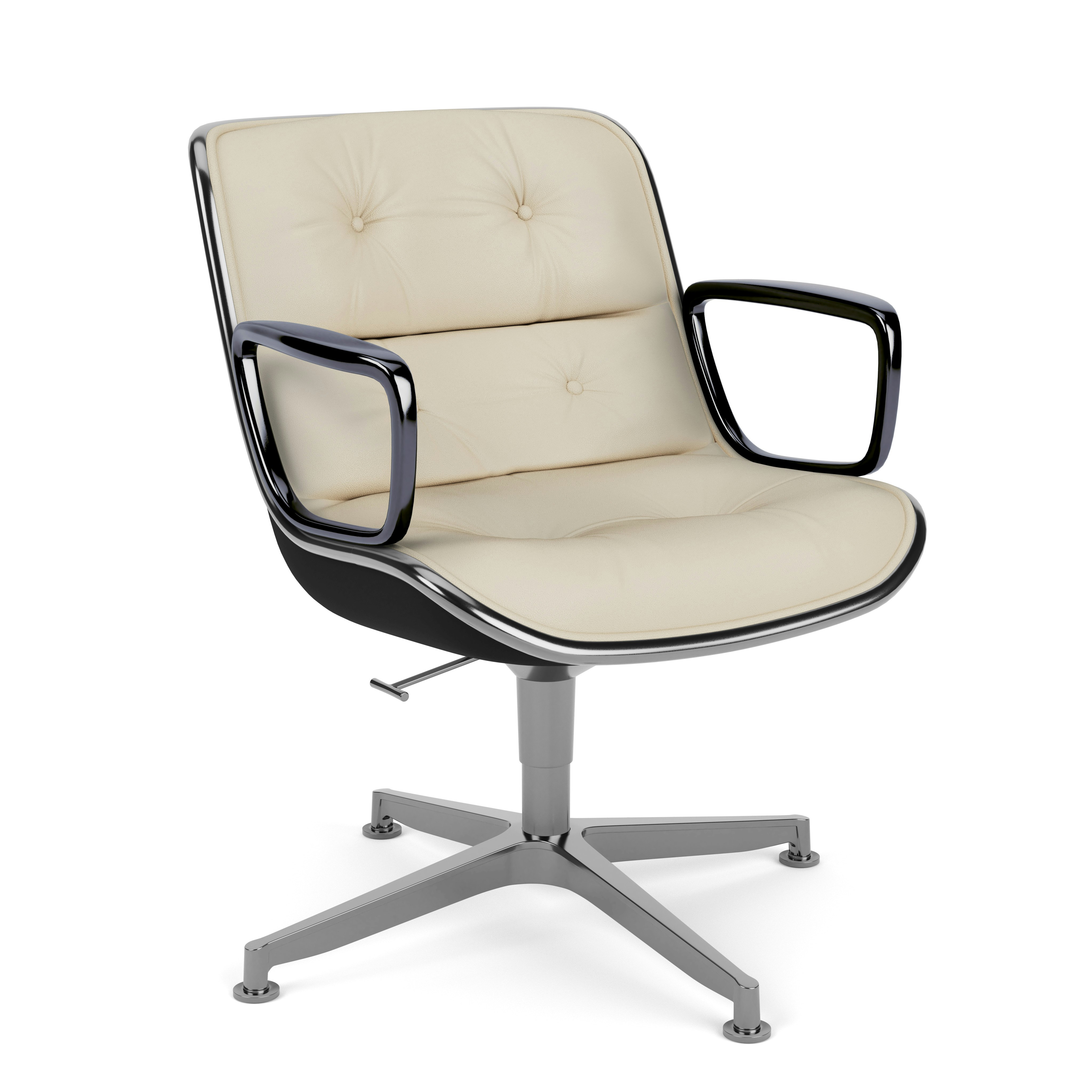 PolloPollock Executive Armchair - 4 Star, Polished Aluminum, Volo Leather, Parchmentck Executive Armchair - 4 Star; Polished Aluminum; Volo Leather; Parchment