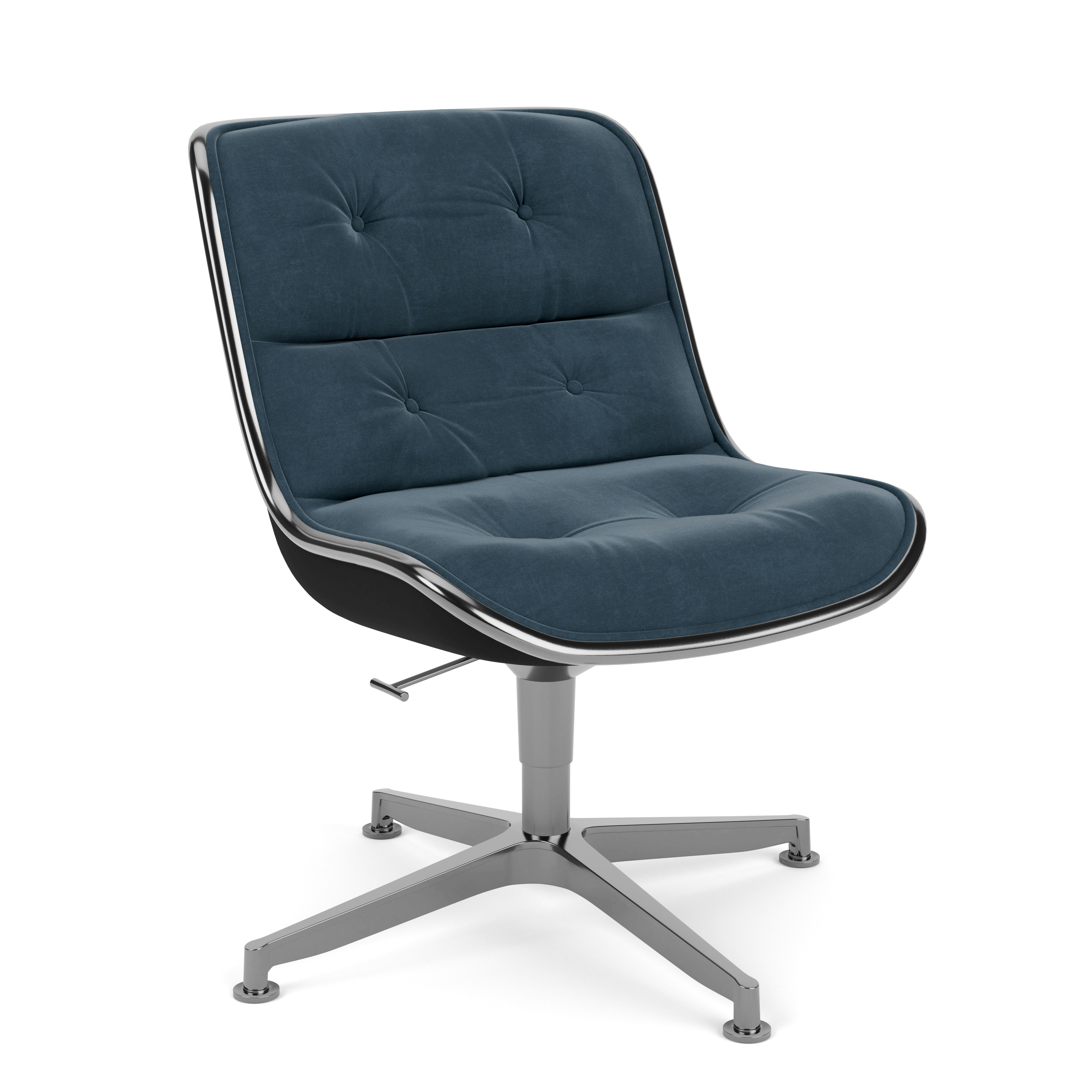 Pollock Executive Side Chair - 4 Star, Polished Aluminum, Knoll Velvet,  Marina