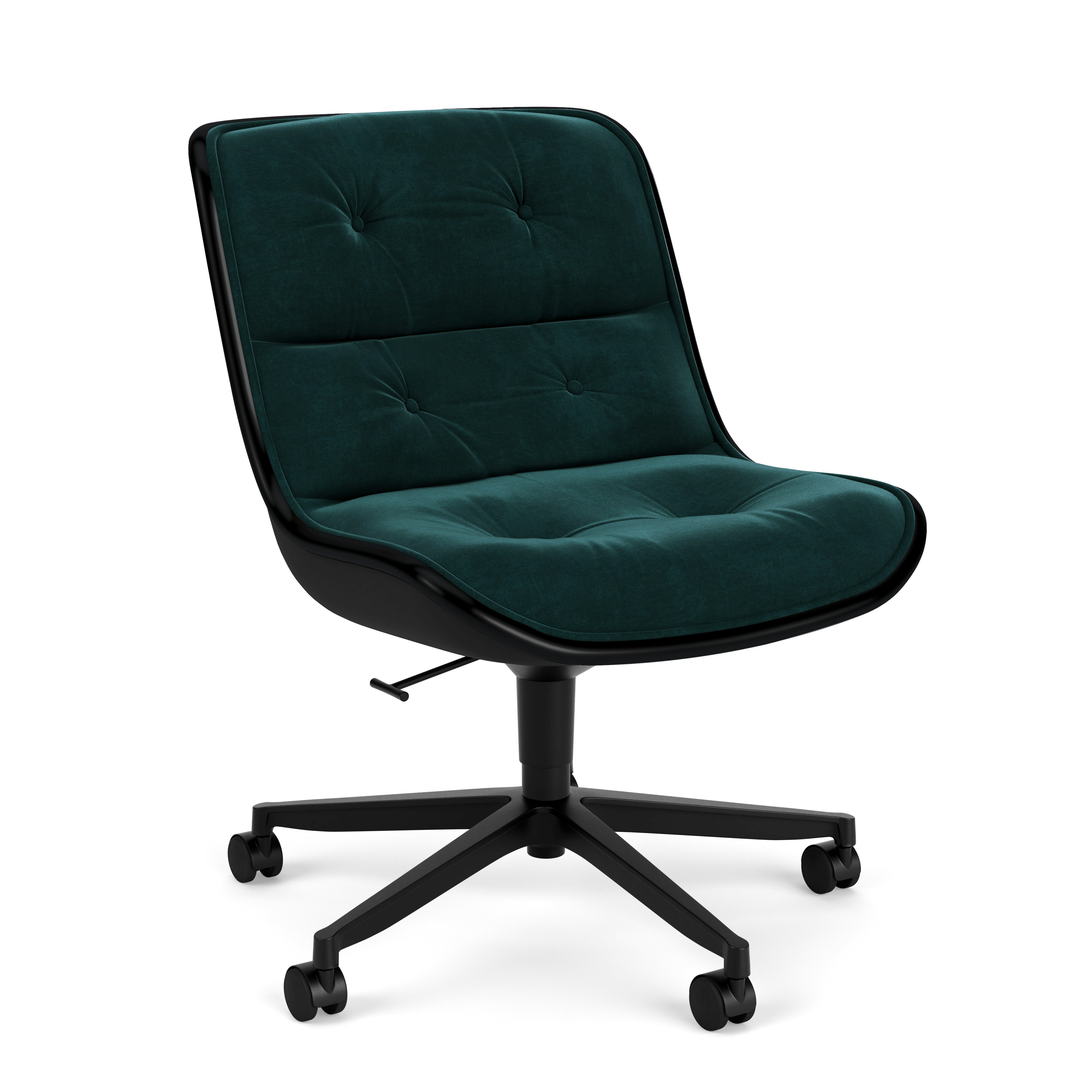 Pollock Executive Side Chair - 5 Star, Black,  Knoll Velvet,  Teal
