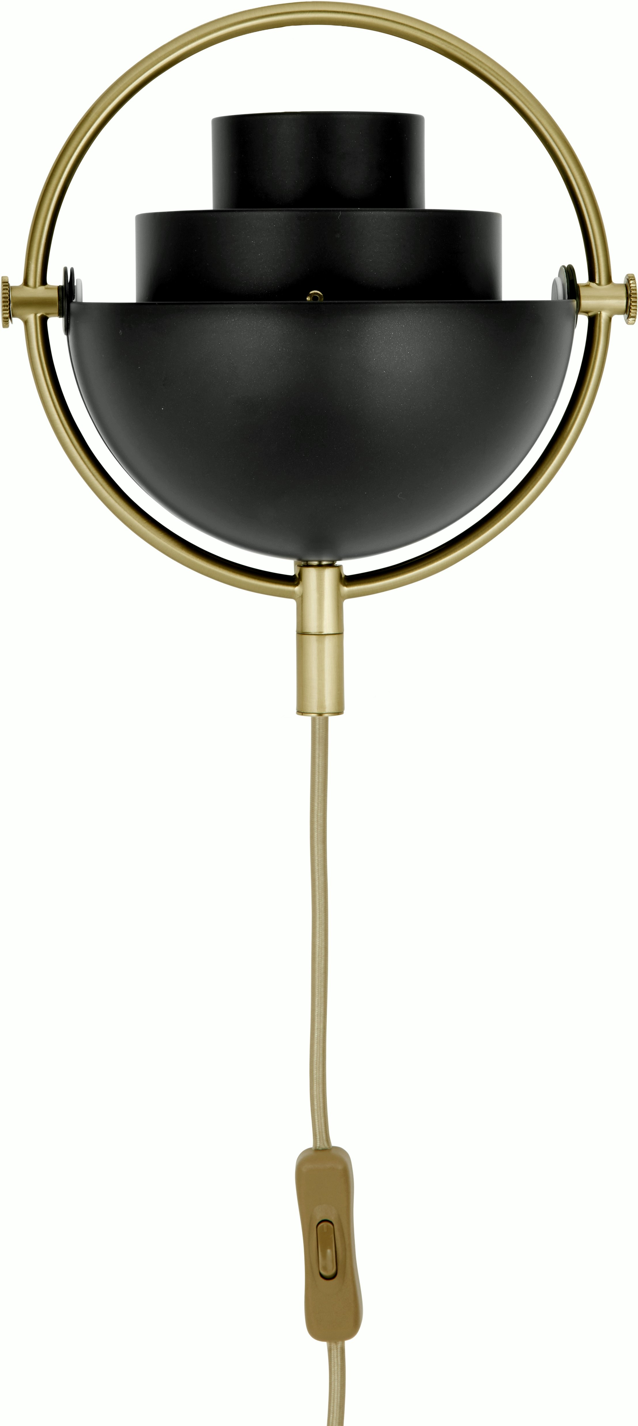 A Multi-Lite Wall Lamp in Black Semi Matte, Brass viewed from the front.