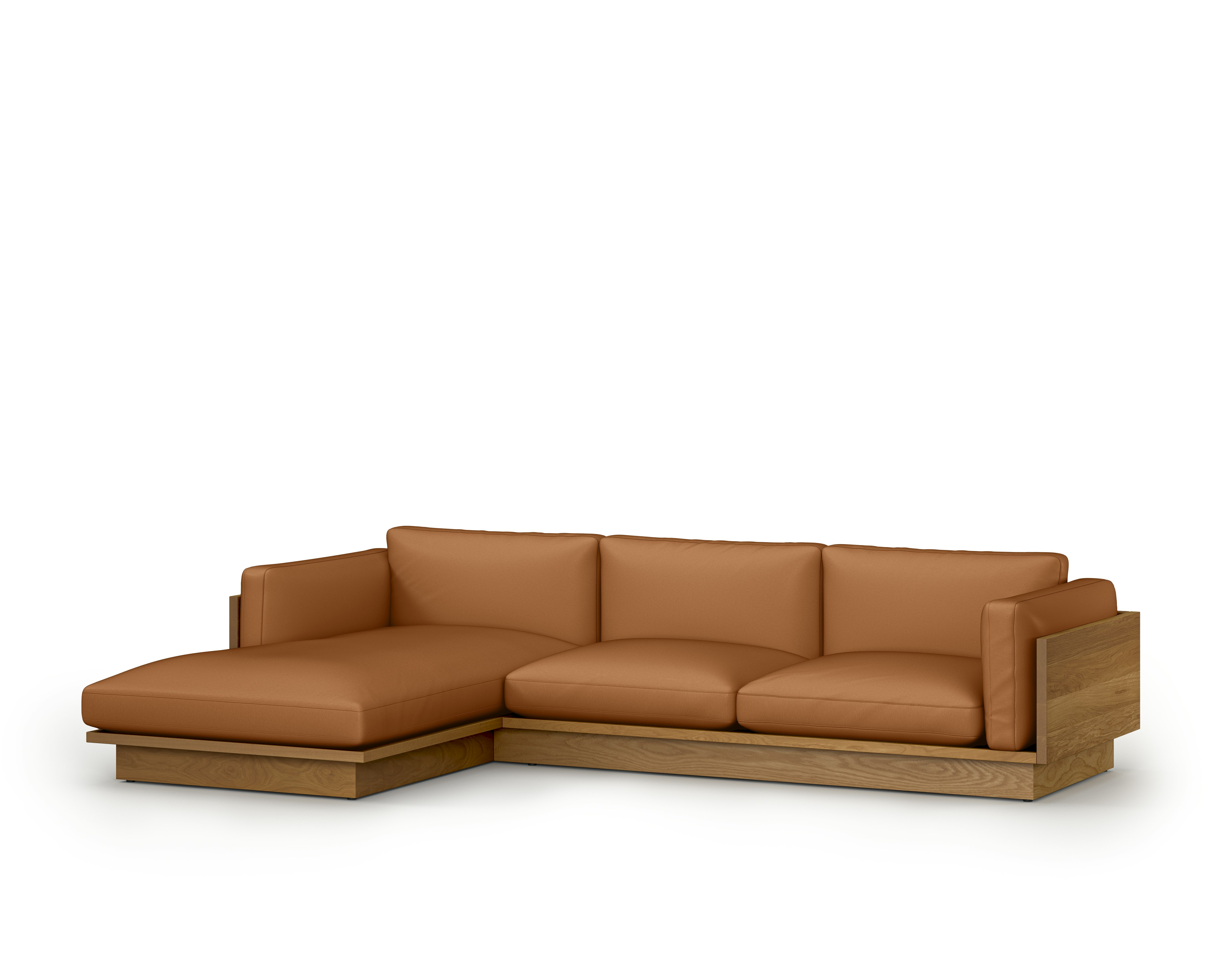 Pawson Drift Chaise Sectional - Left, Raise Leather, Sand, White Oak