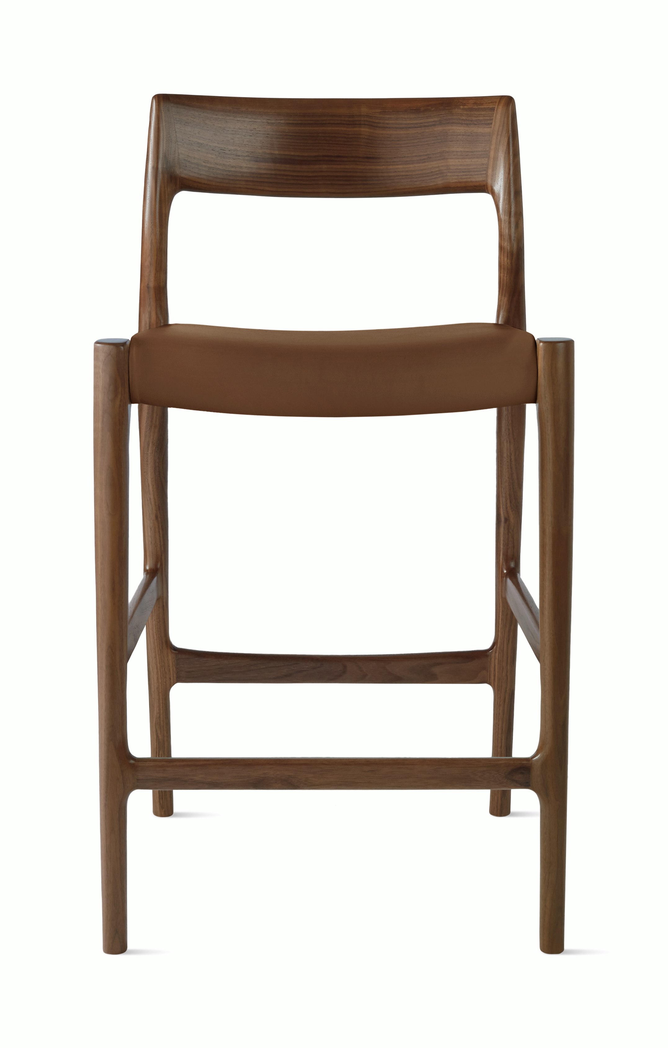 Moller Model 77 Stool - Counter Height,  Walnut,  Leather,  Tobacco