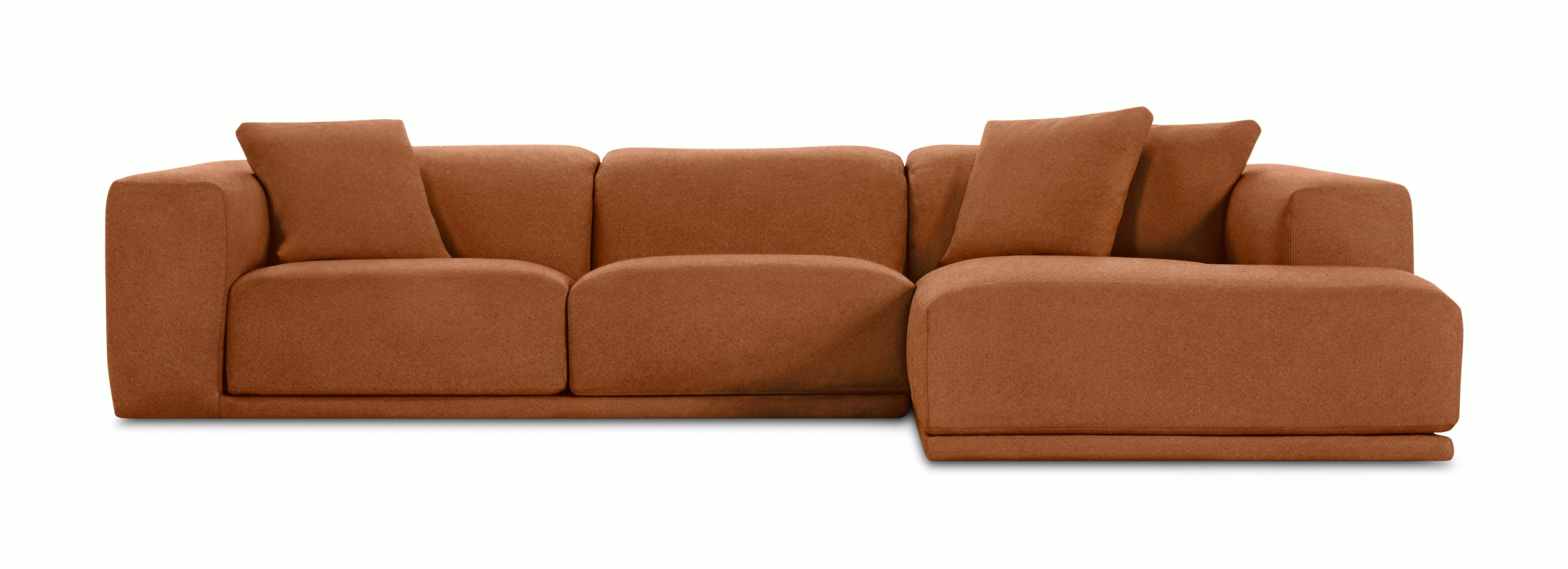 A Kelston Sectional in Clay viewed from the front.