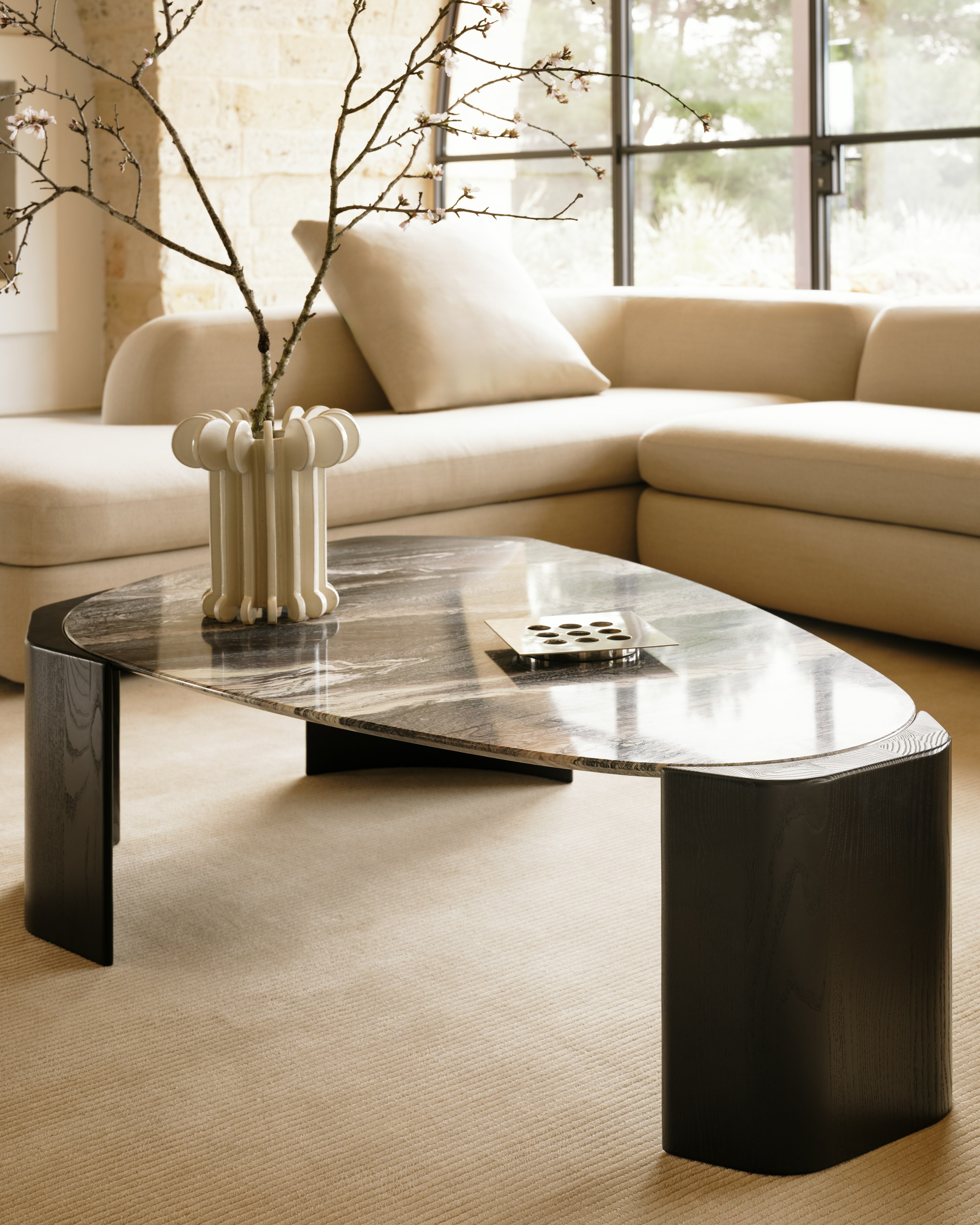Atlason Americano Sofa and Organic Slab Table