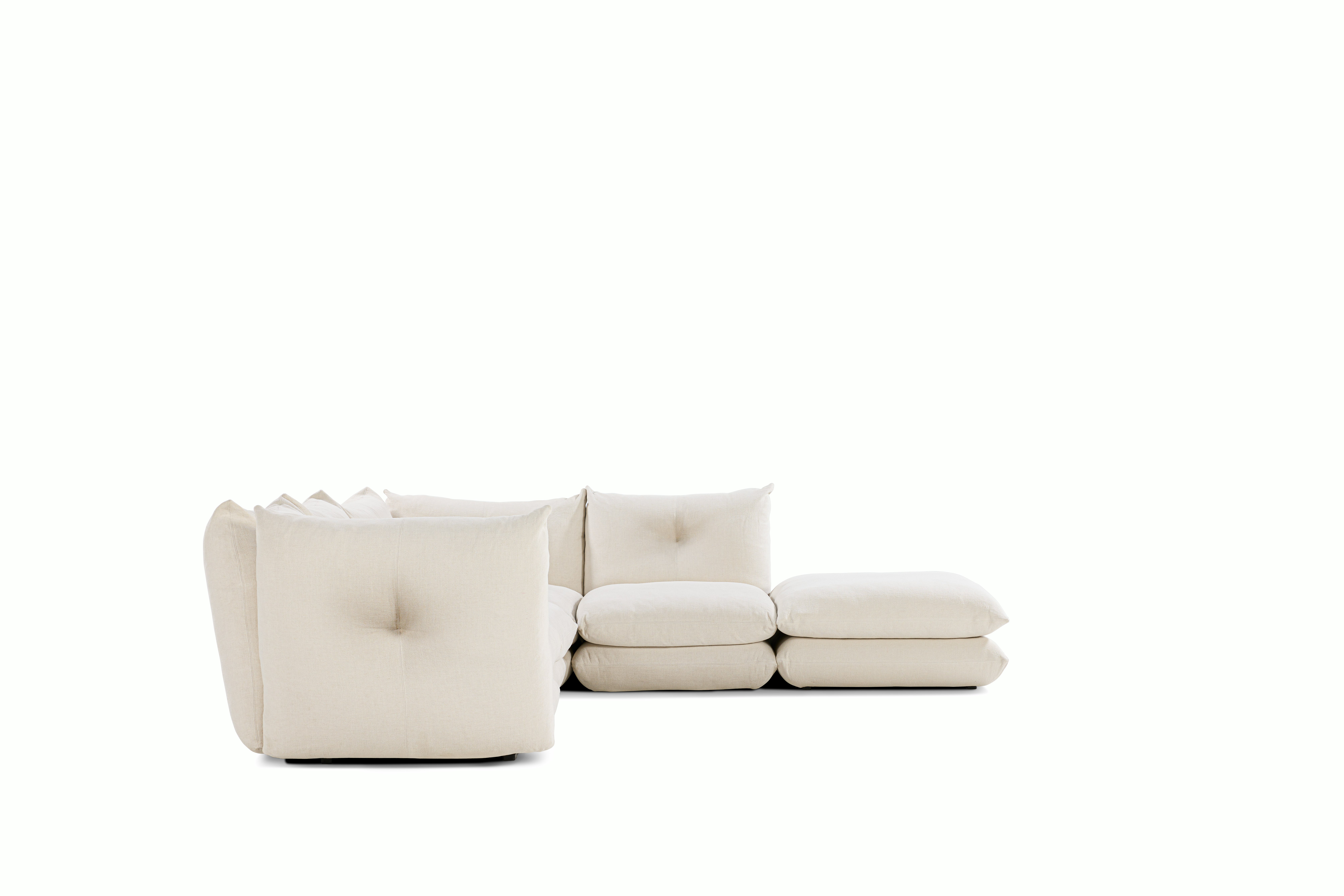 Pillo Sectional -  Right,  Four Seater with Ottoman,  Standard,  Haven,  Ivory