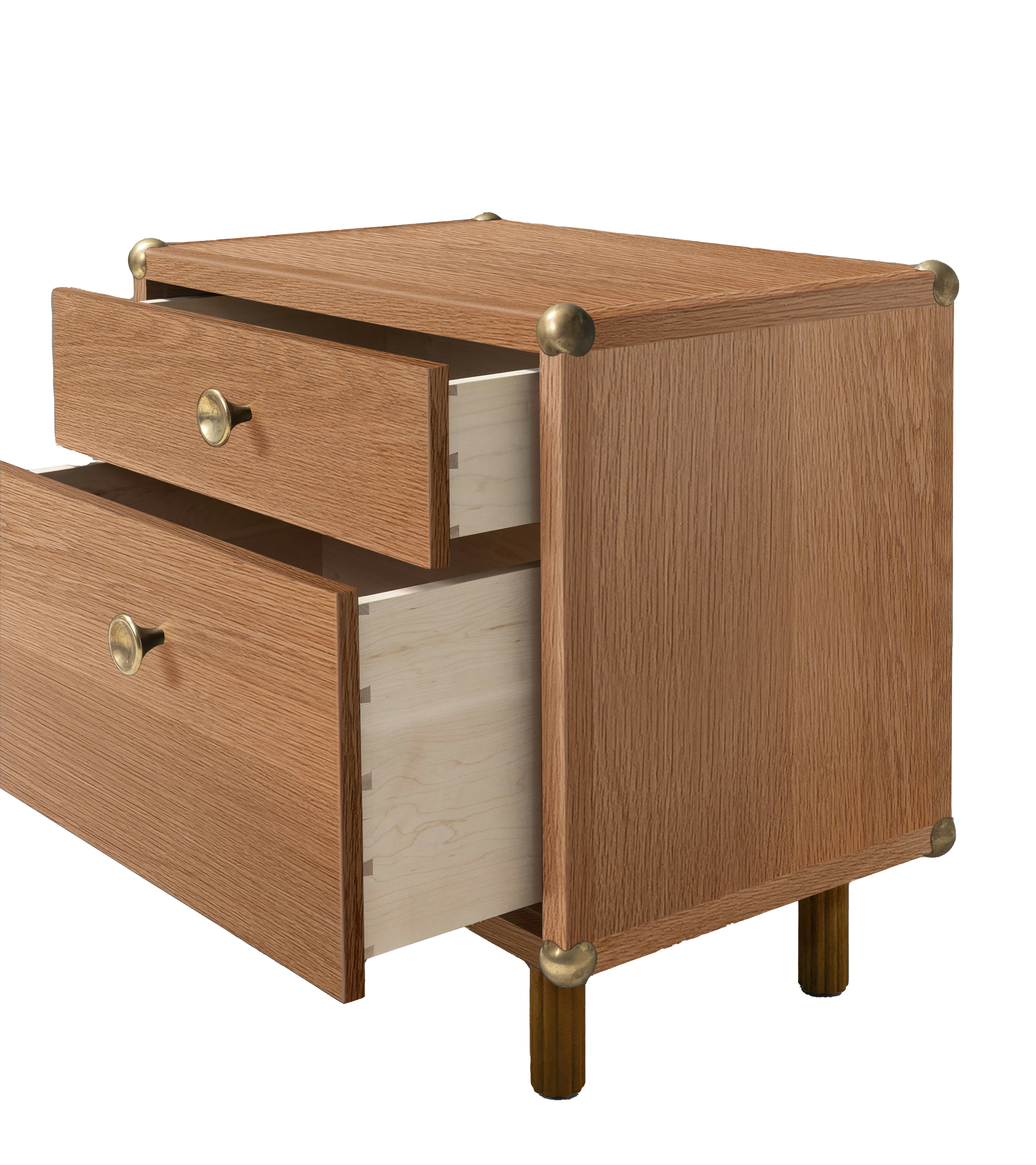 Lafayette Bedside Table - White Oak, Unlacquered Brass