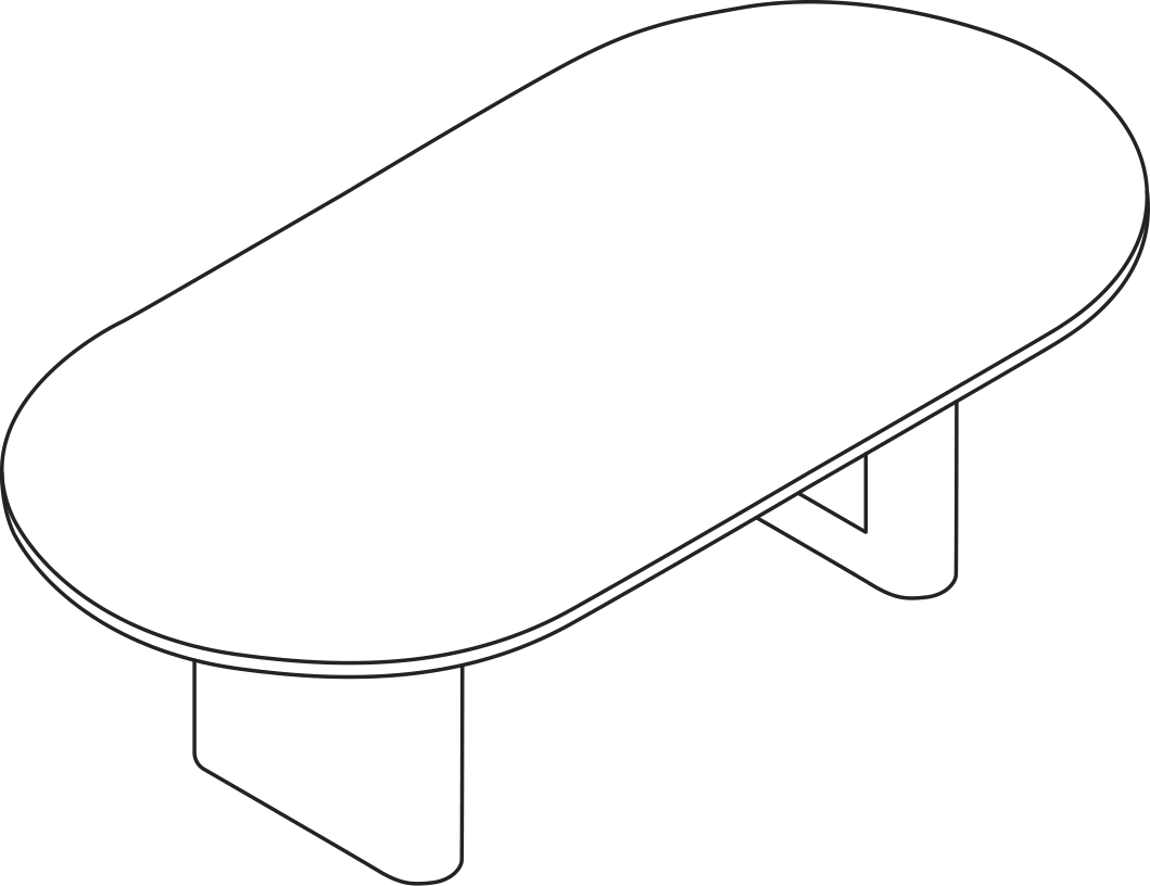 A line drawing - JD Conference Table | Racetrack Top | Racetrack Base