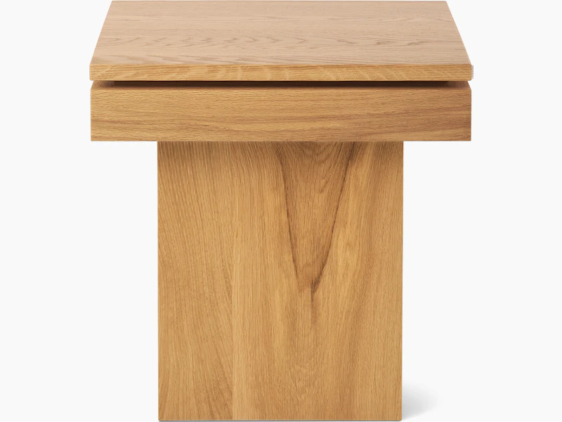 Pawson Drift Side Table with white oak base and top, viewed from the front.