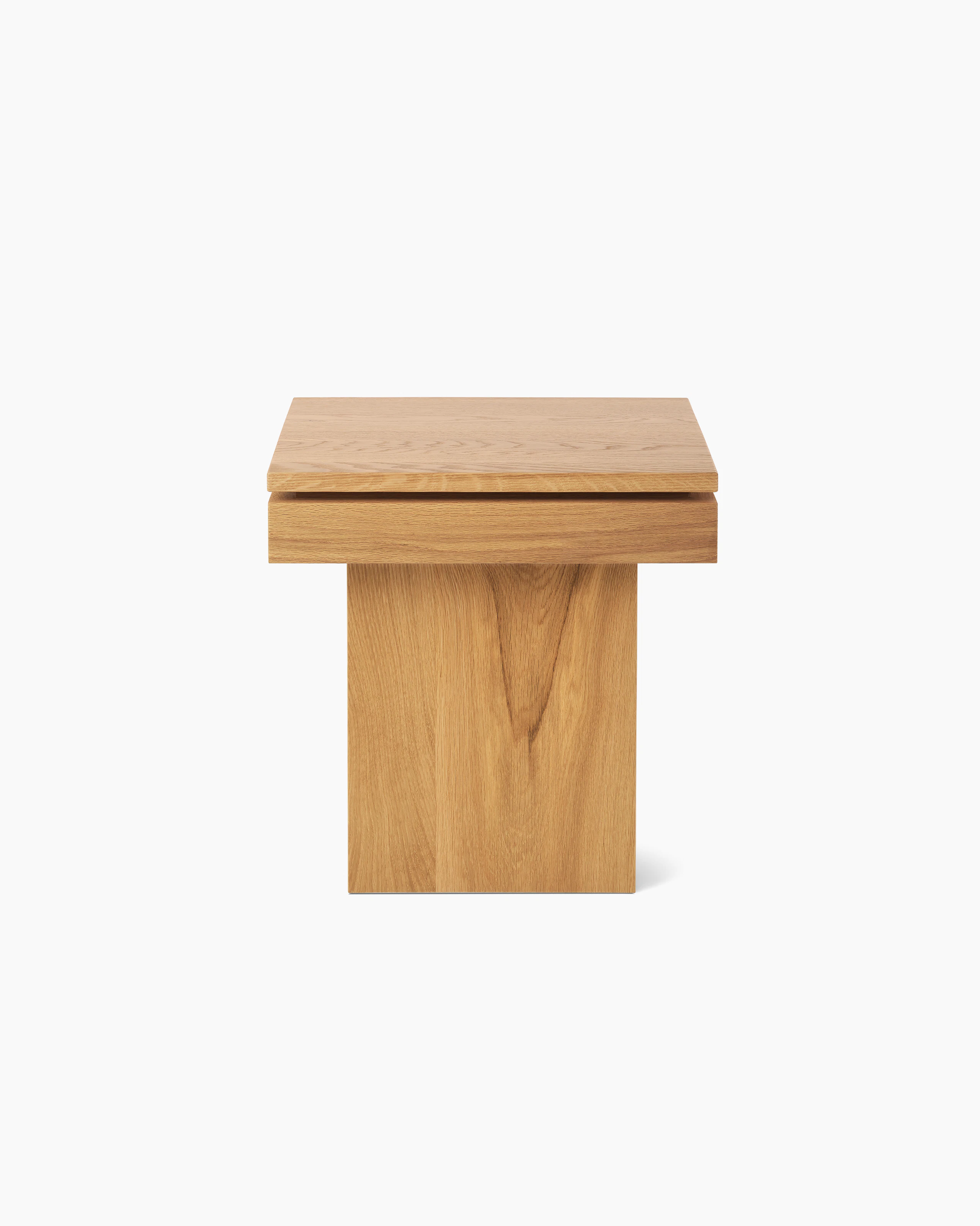 Pawson Drift Side Table with white oak base and top, viewed from the front.