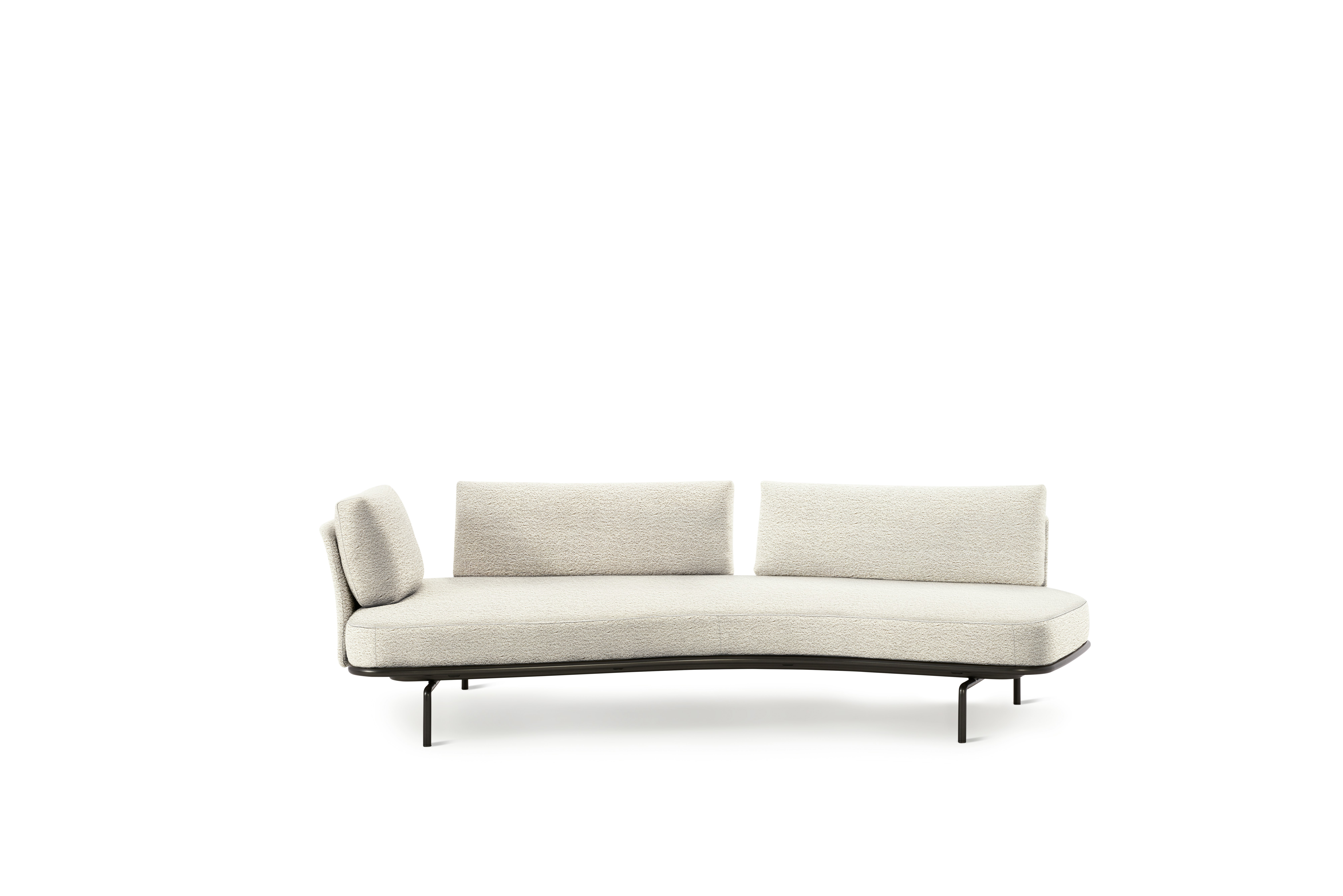 Panoramic Sofa - Right,  Small / Double Large,  Curly,  White,  Charcoal