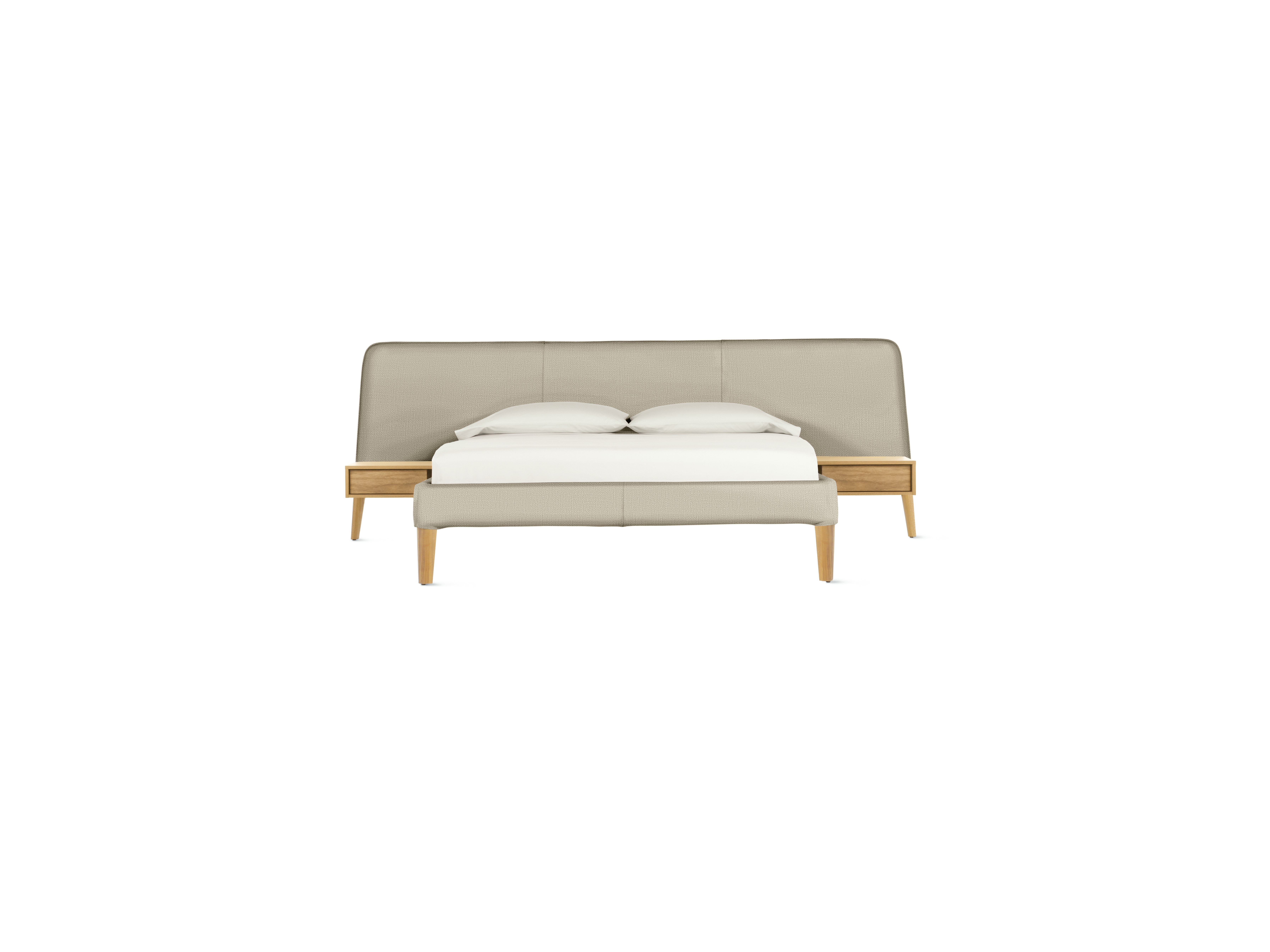 Parallel Bed - Wide, Queen, Crypton Robusta, Linen, Oak