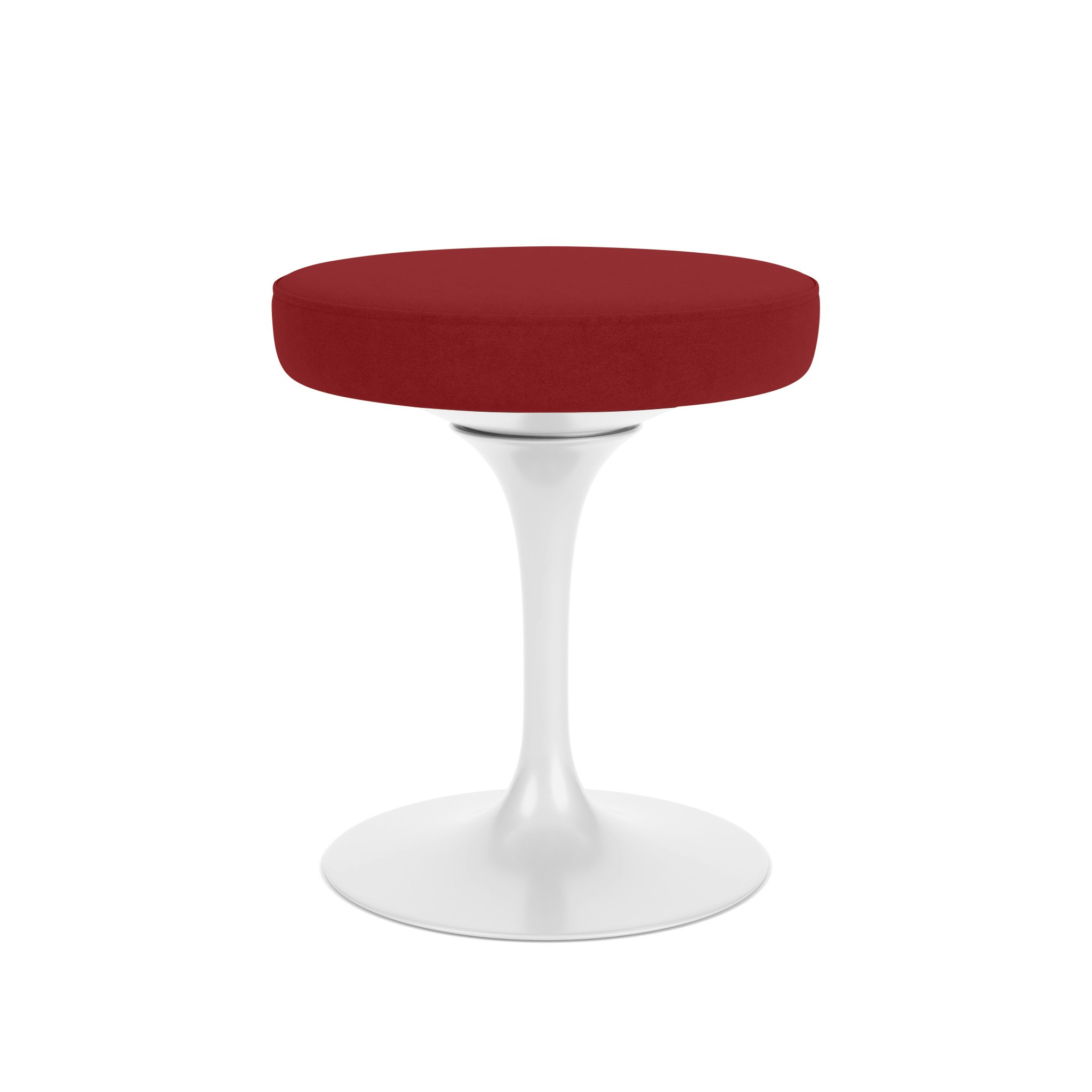 Saarinen Tulip Stool - Ultrasuede,  Tomato,  White Base