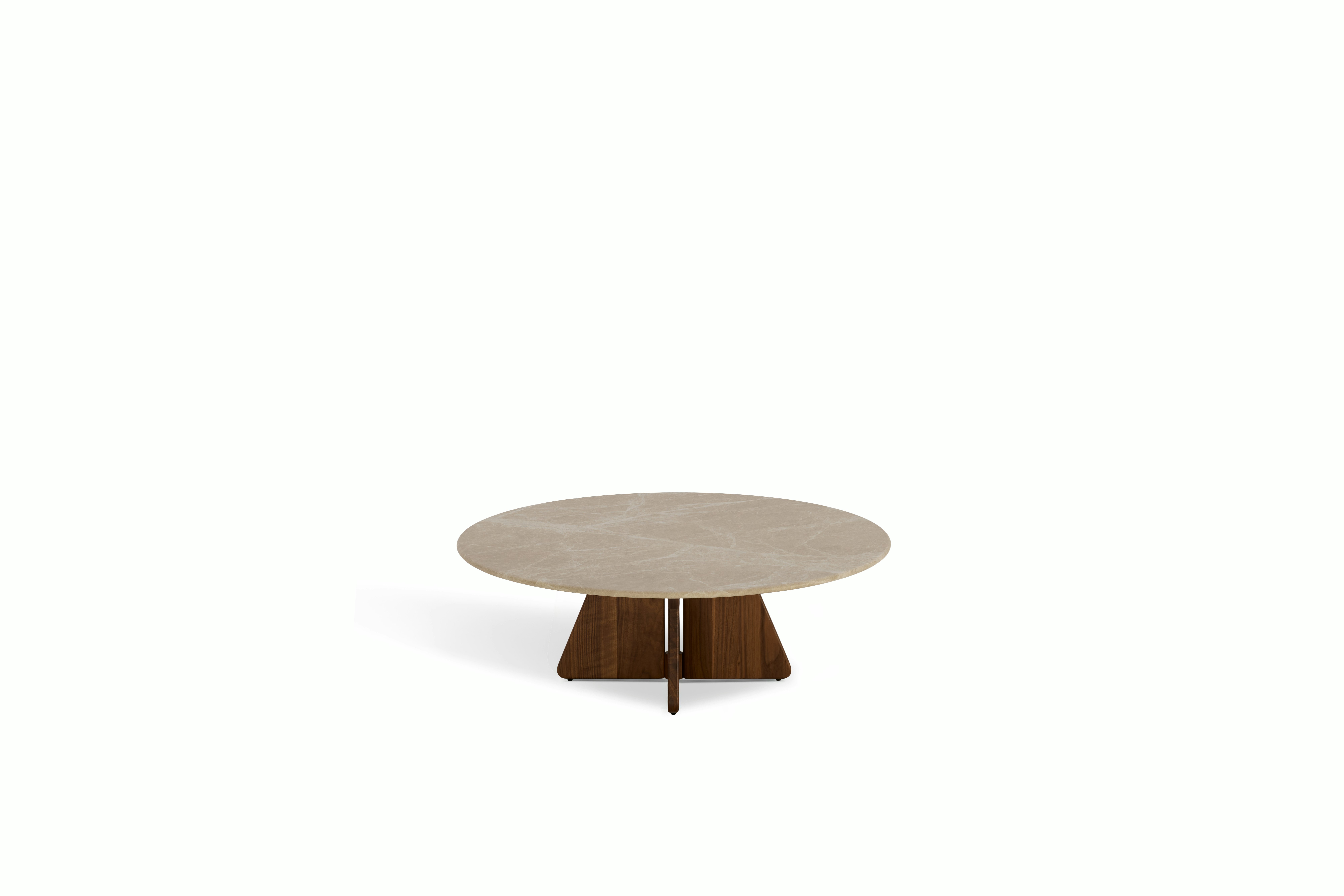 A Pinna Coffee Table in Emperador Walnut viewed from above.