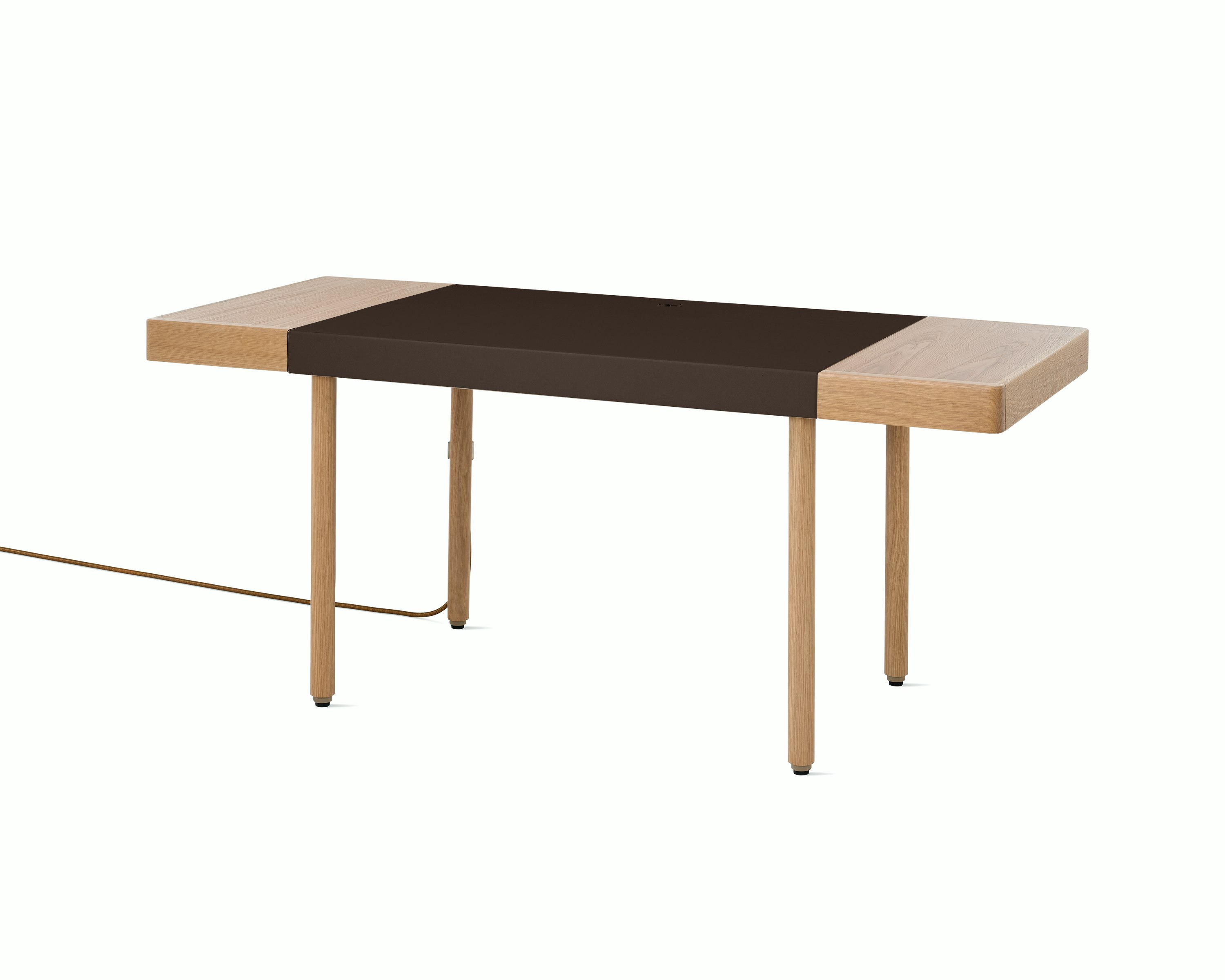 Leatherwrap Standing Desk - 2 Drawer,  Oak,  Chestnut Leather