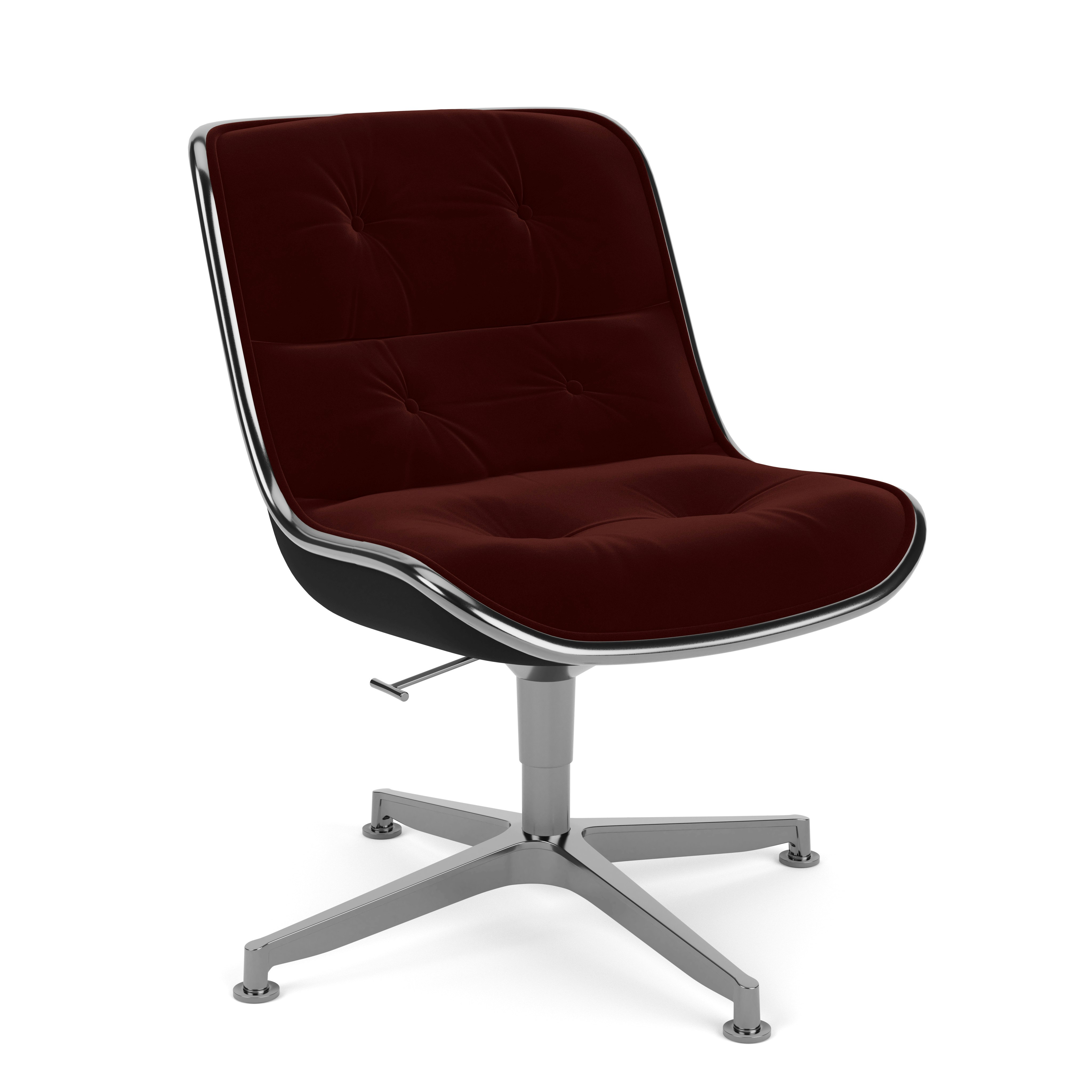 Pollock Executive Side Chair - 4 Star, Polished Aluminum,  Knoll Velvet,  Wine