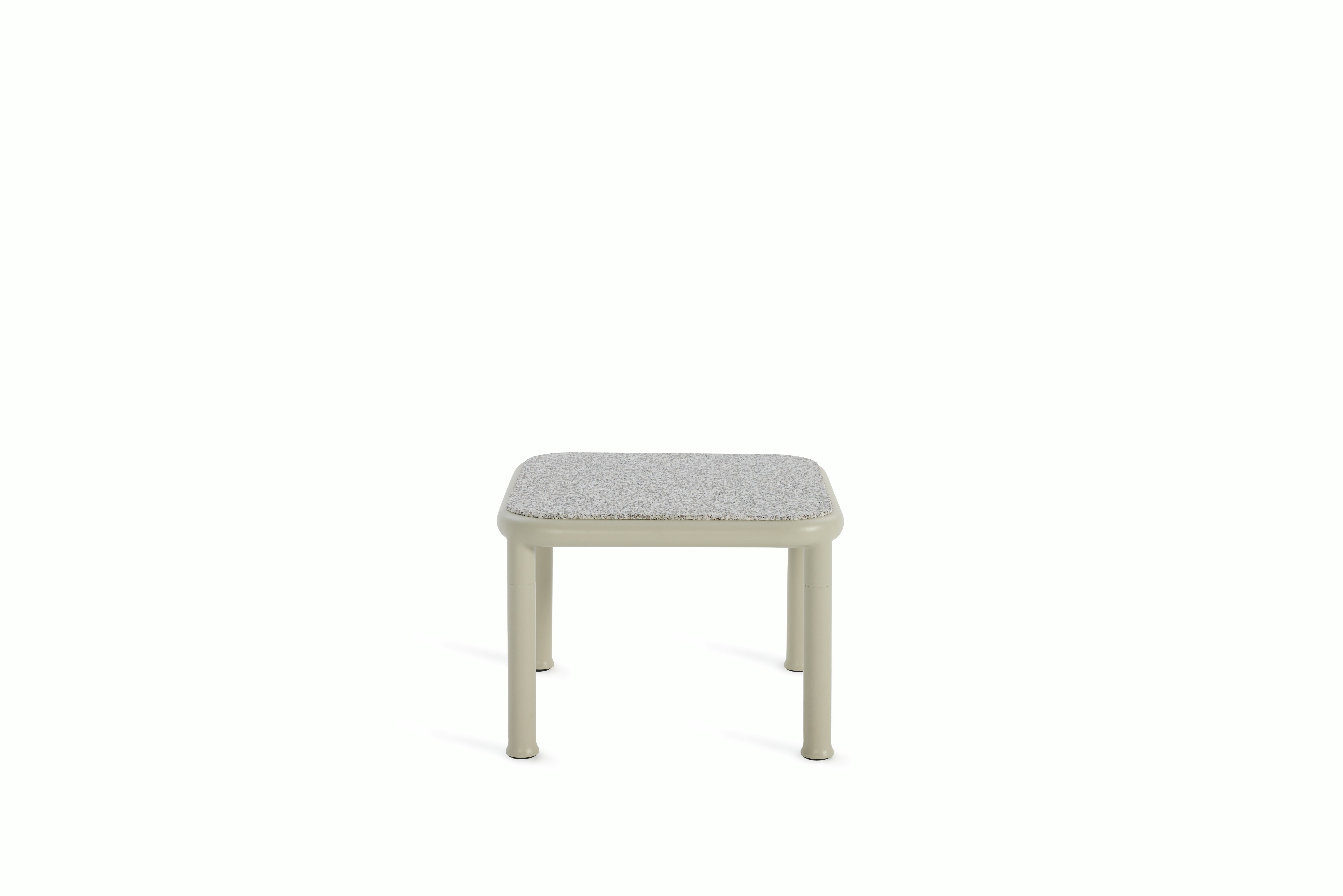 A Campus Outdoor Side Table in Pebble Grey viewed from the front.