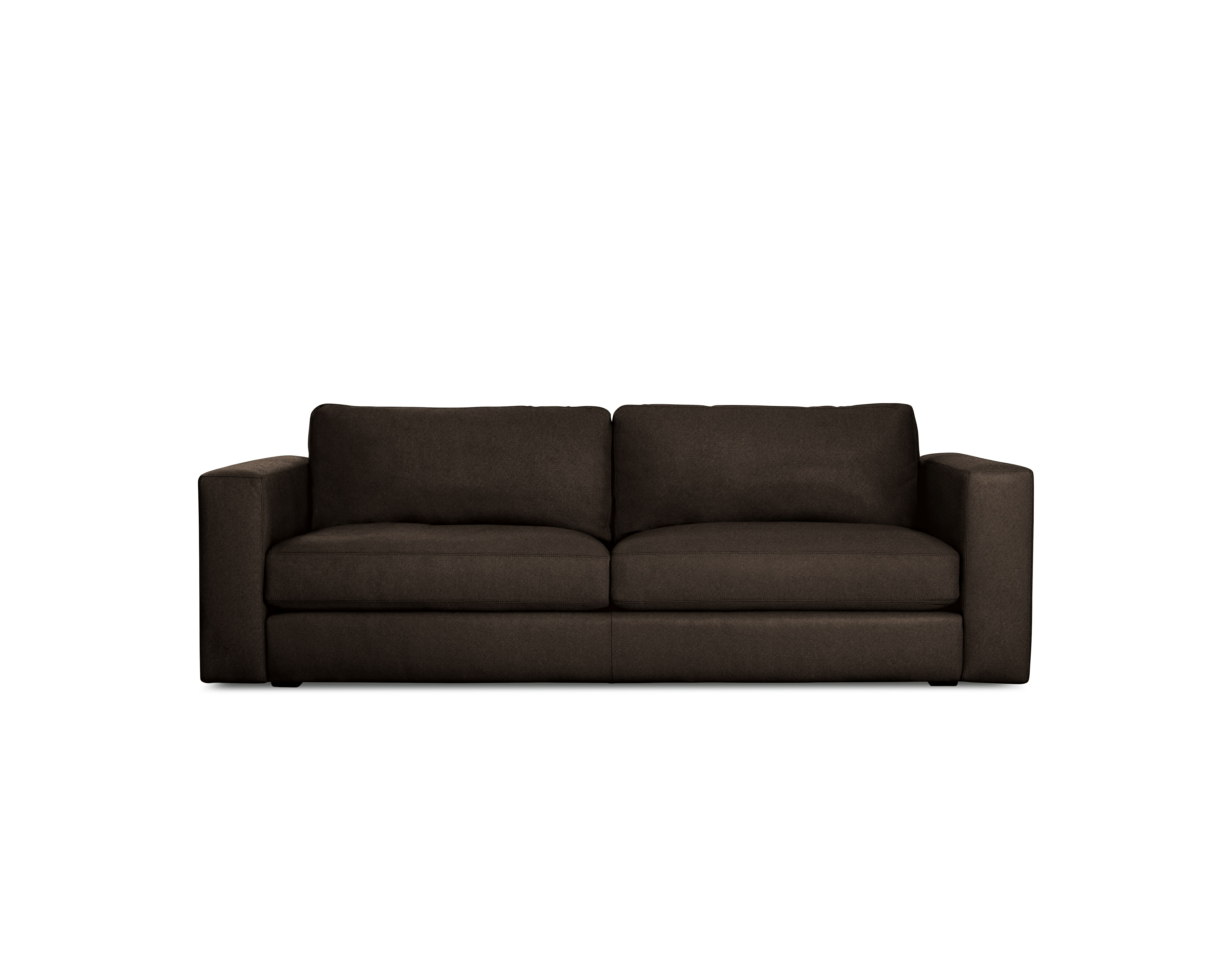 A Reid Sofa in Crypton Sintra Velvet Mink viewed from the front.