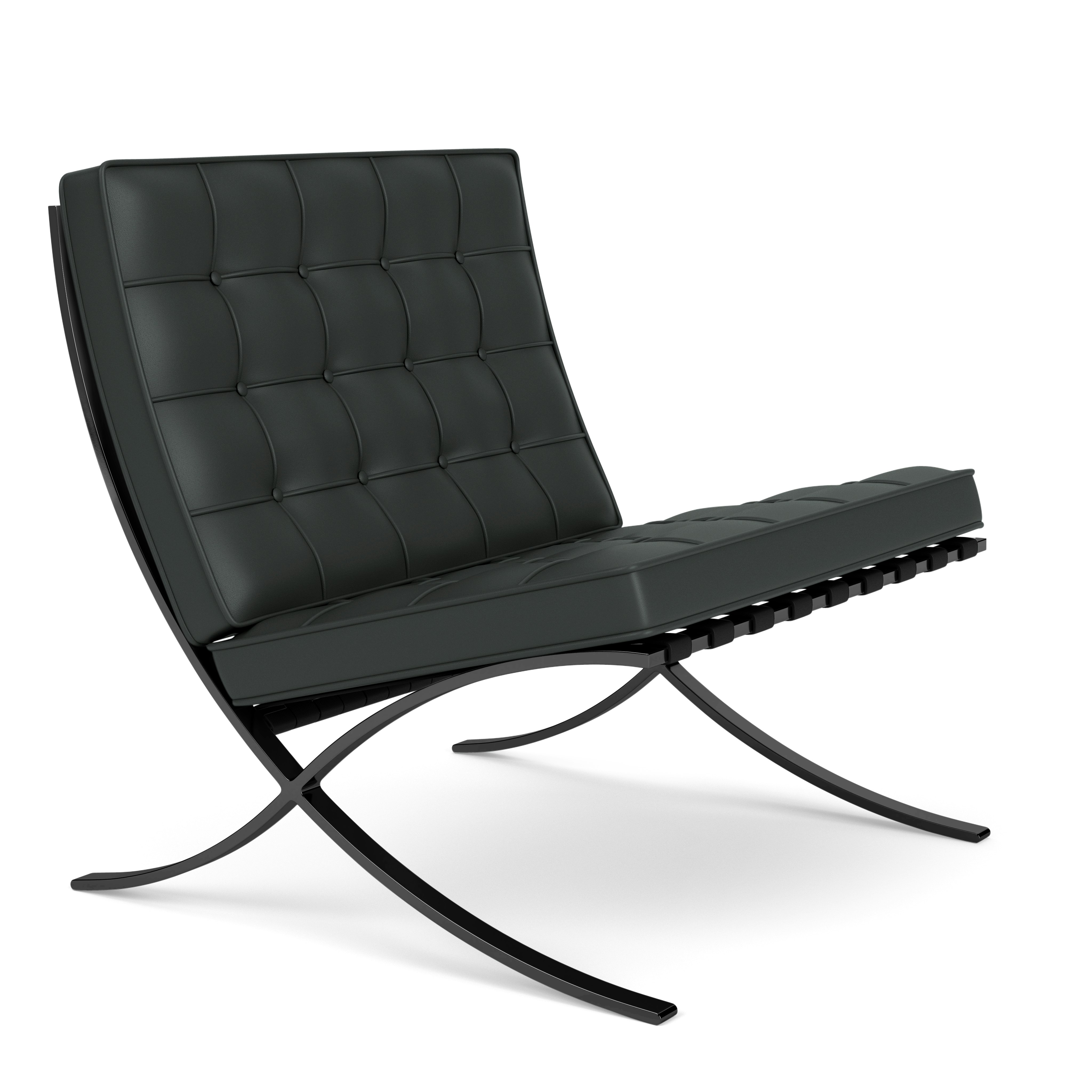 Barcelona Chair in Sabrina Leather,  Thundercloud,  Black