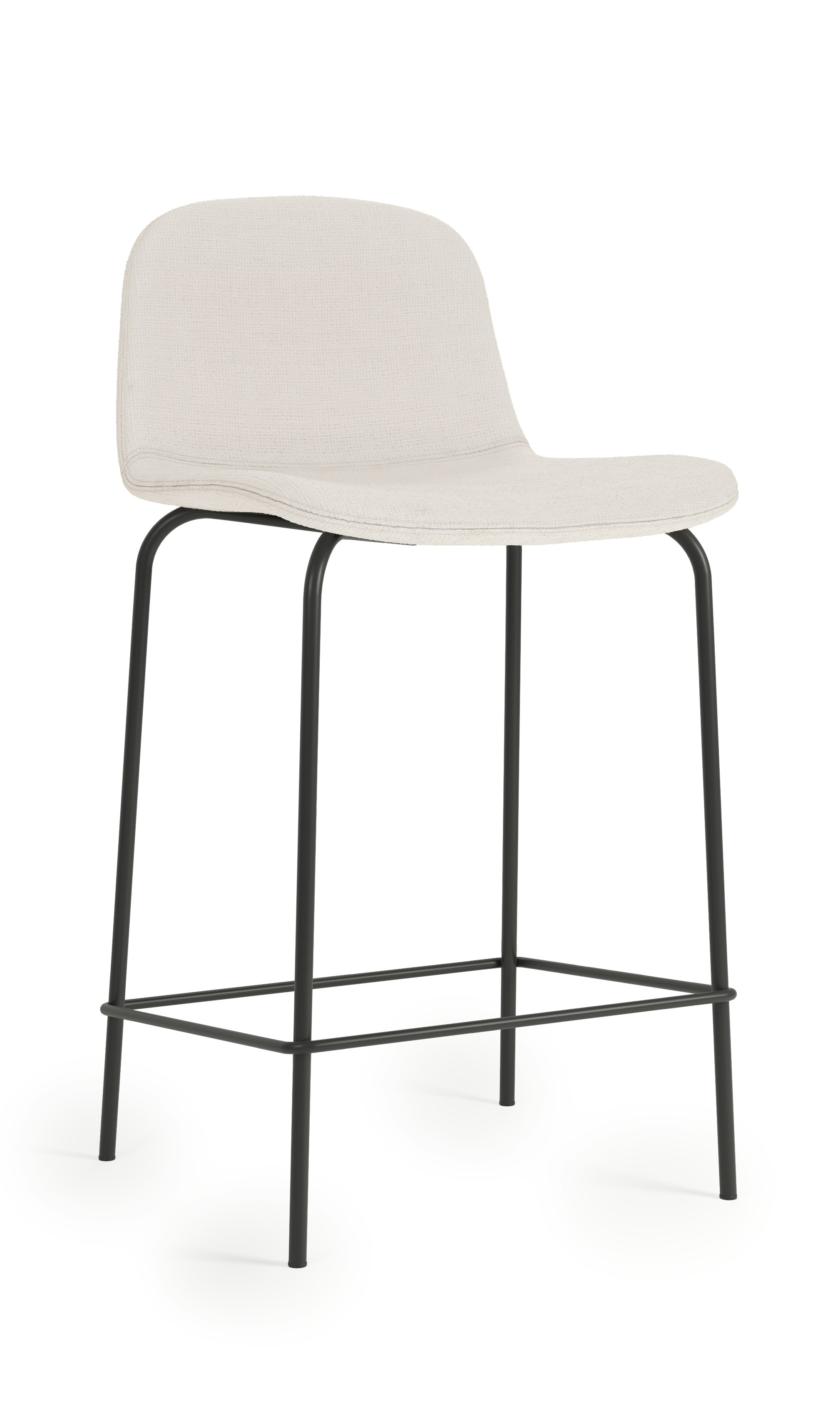 Bacco Stool - Counter Height,  Space,  111 Chalk,  Black Tubular Steel