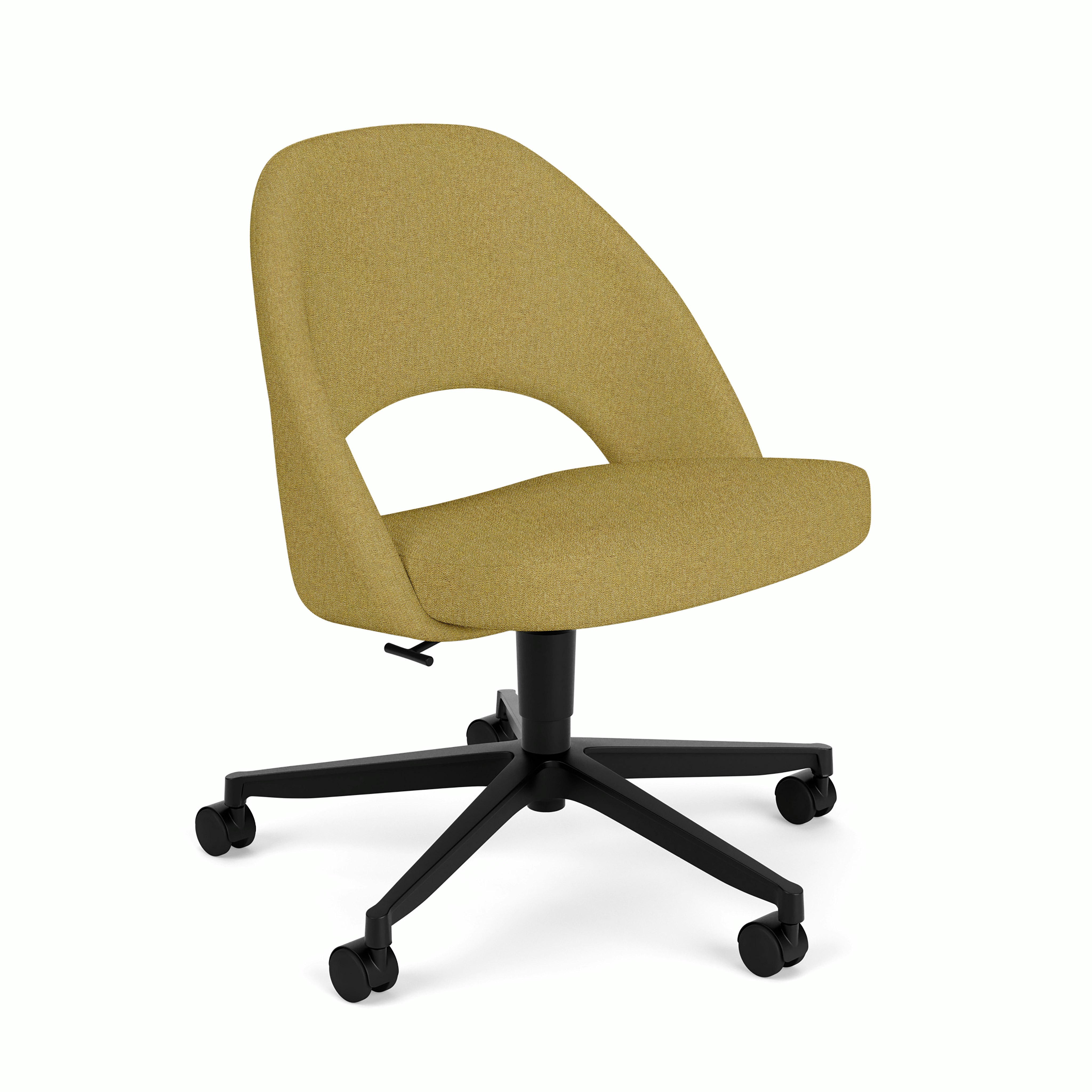 Saarinen Executive Office Side Chair - 5 Star,  Aegean,  Caper,  Black Base,  HC