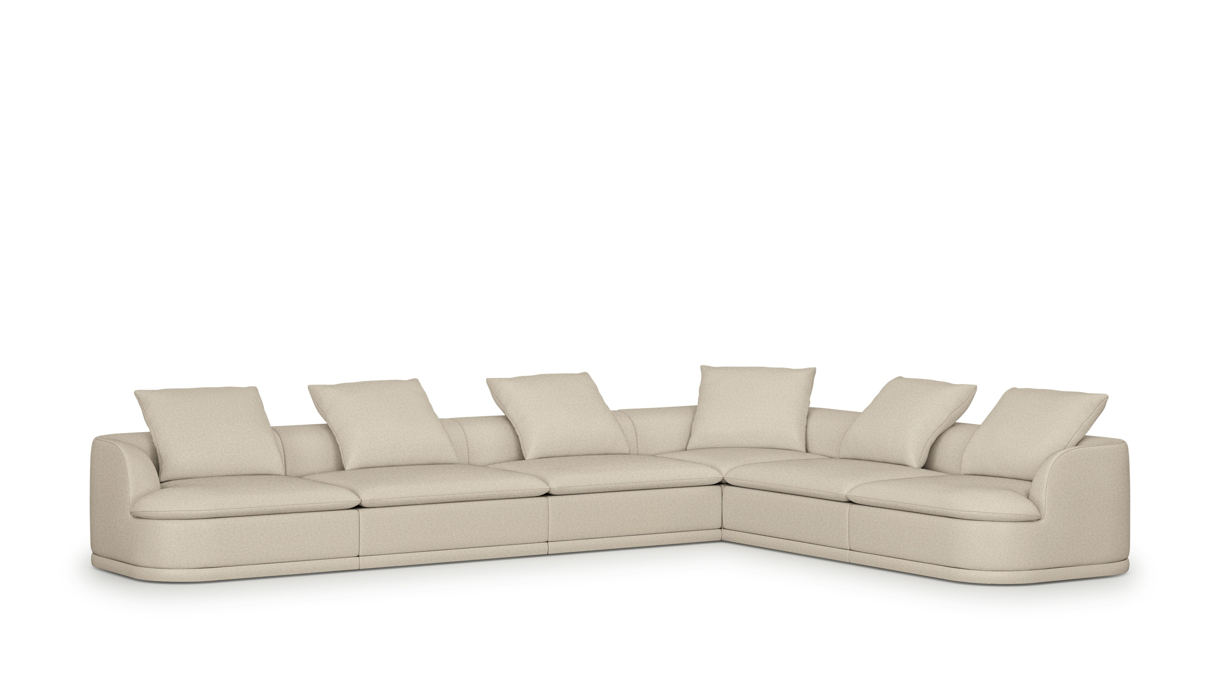A Atlason Composed Modular Sofa Rectilinear Corner Sectional in Cream viewed from an angle.