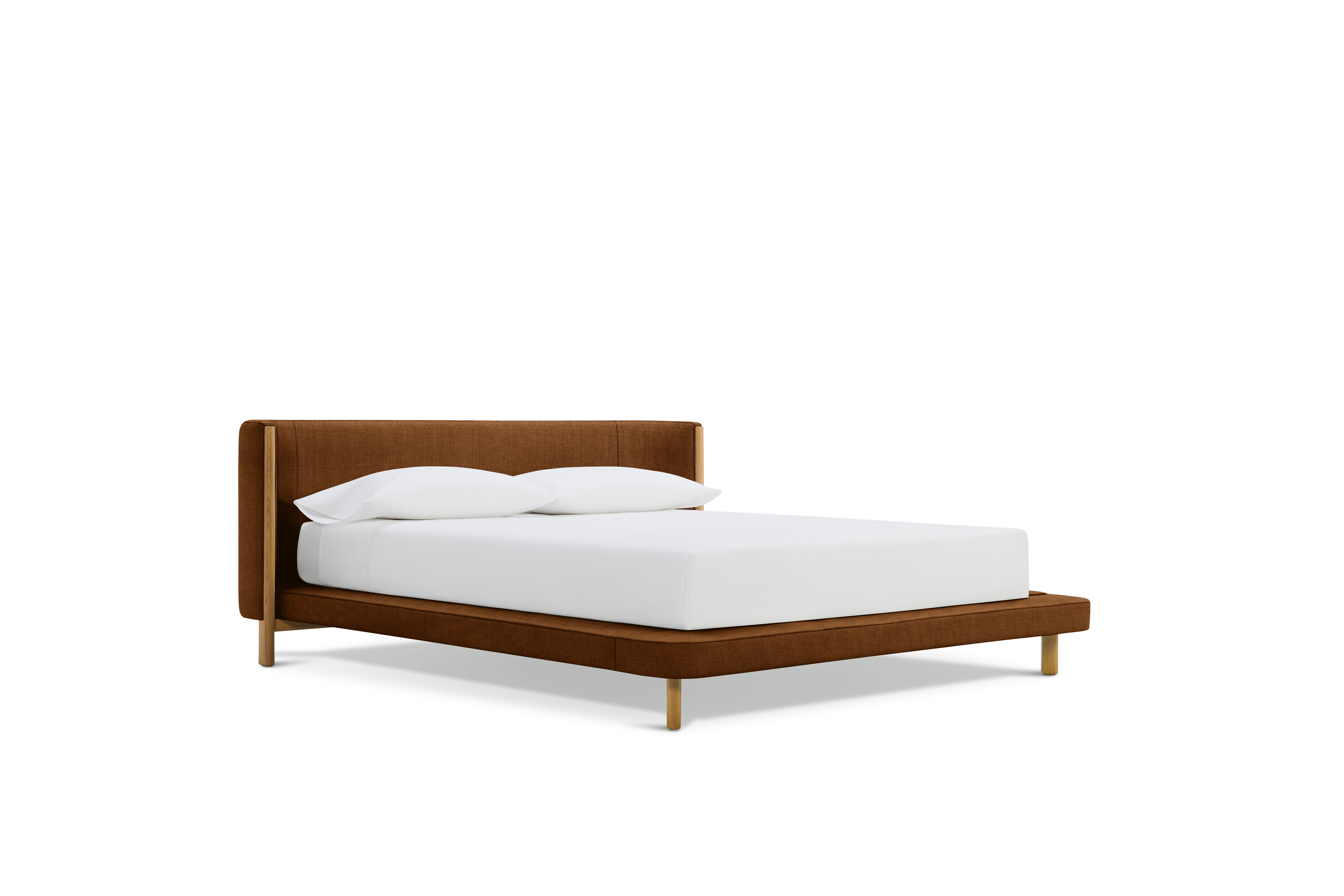Emmy Bed - Standard, Queen, Oak, Pebble Weave, Cannella
