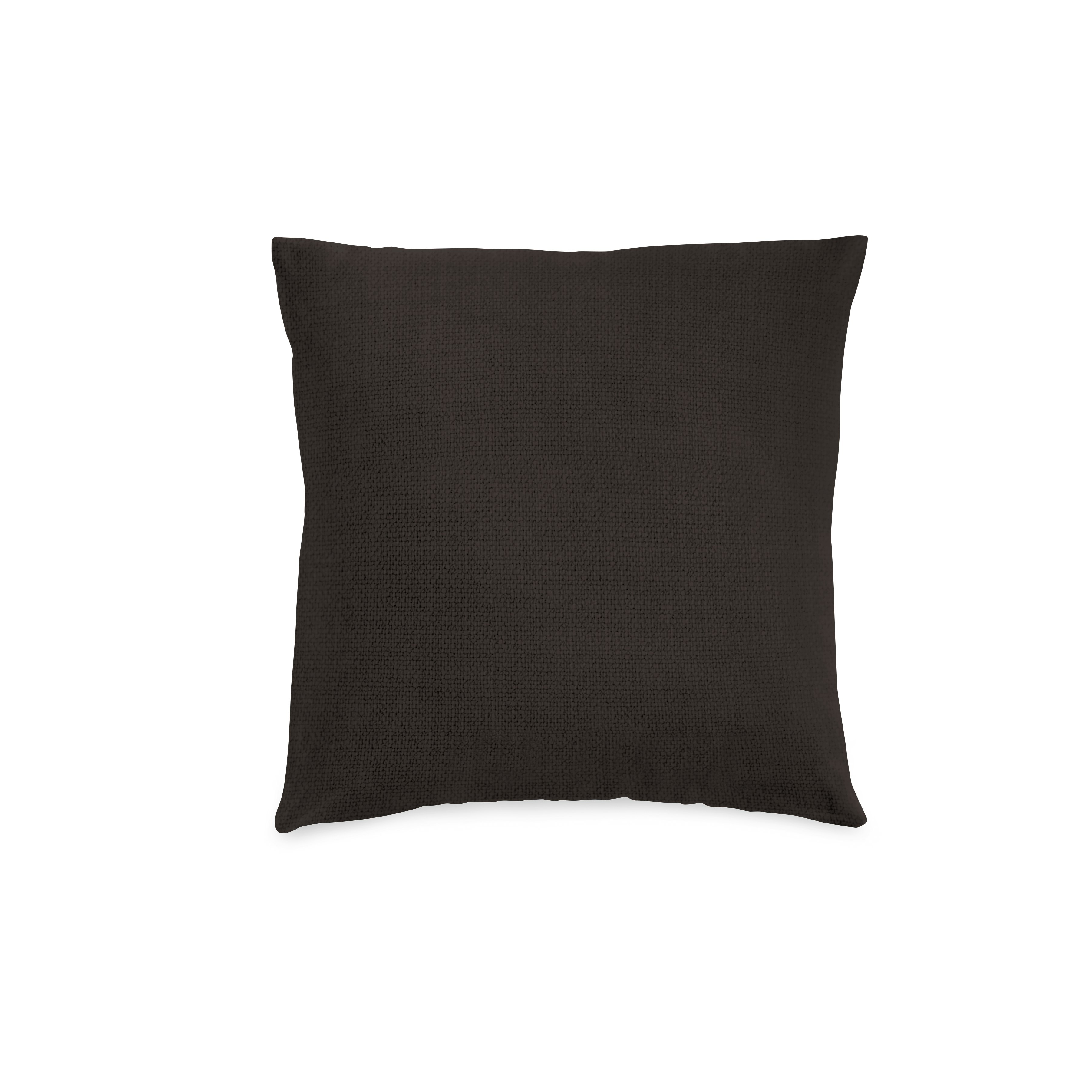 A Como Throw Pillow in Pebble Weave: Chocolate viewed from the front.