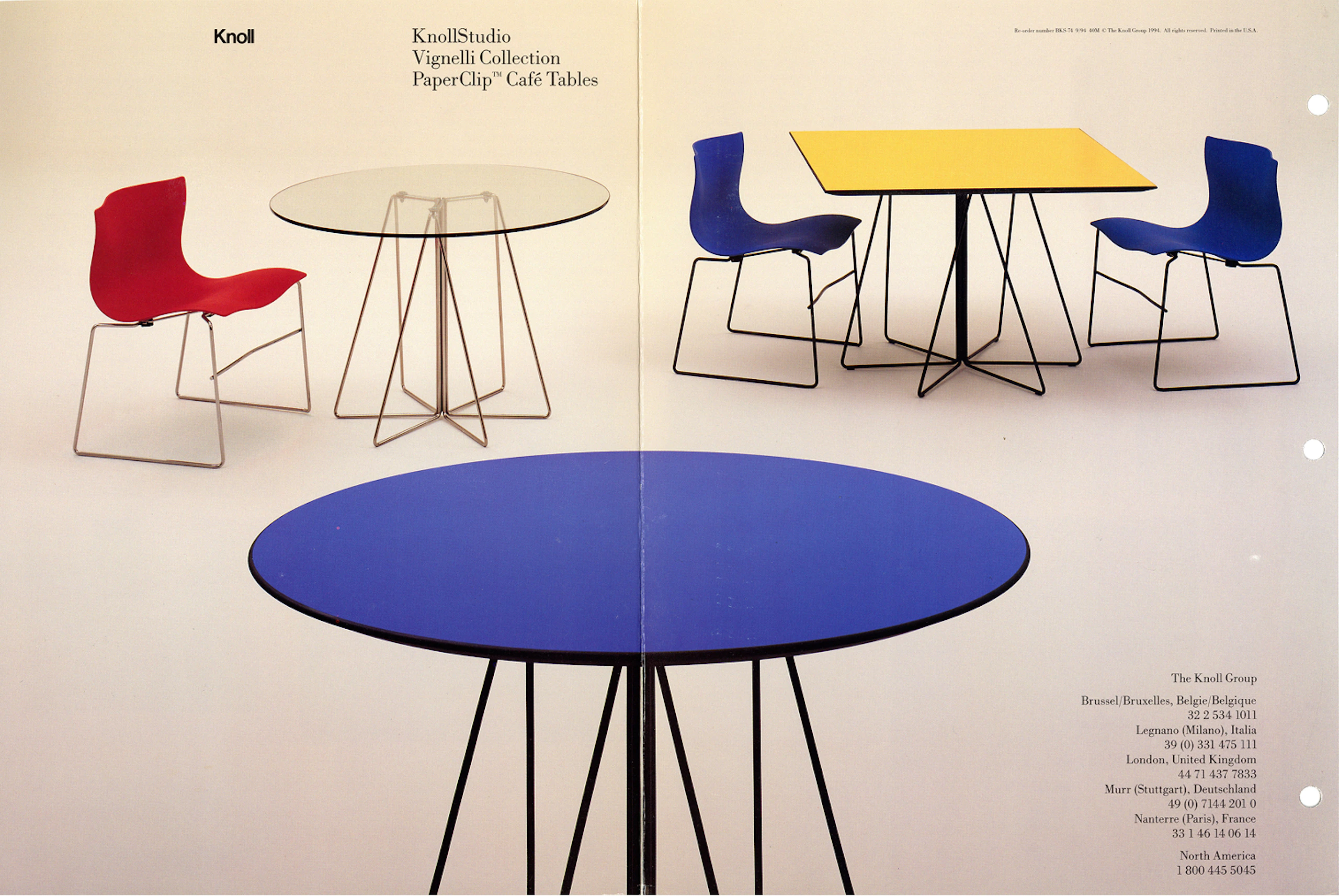 Vintage advertisement for the KnollStudio Vignelli Collection Paper Clip Cafe Tables.