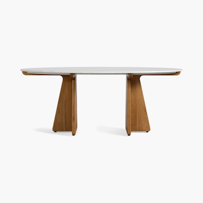 Pinna Dining Table - Oval, 75 Inch, Carrara, White Oak Pinna Dining Table - Oval, 75 Inch, Carrara, White Oak