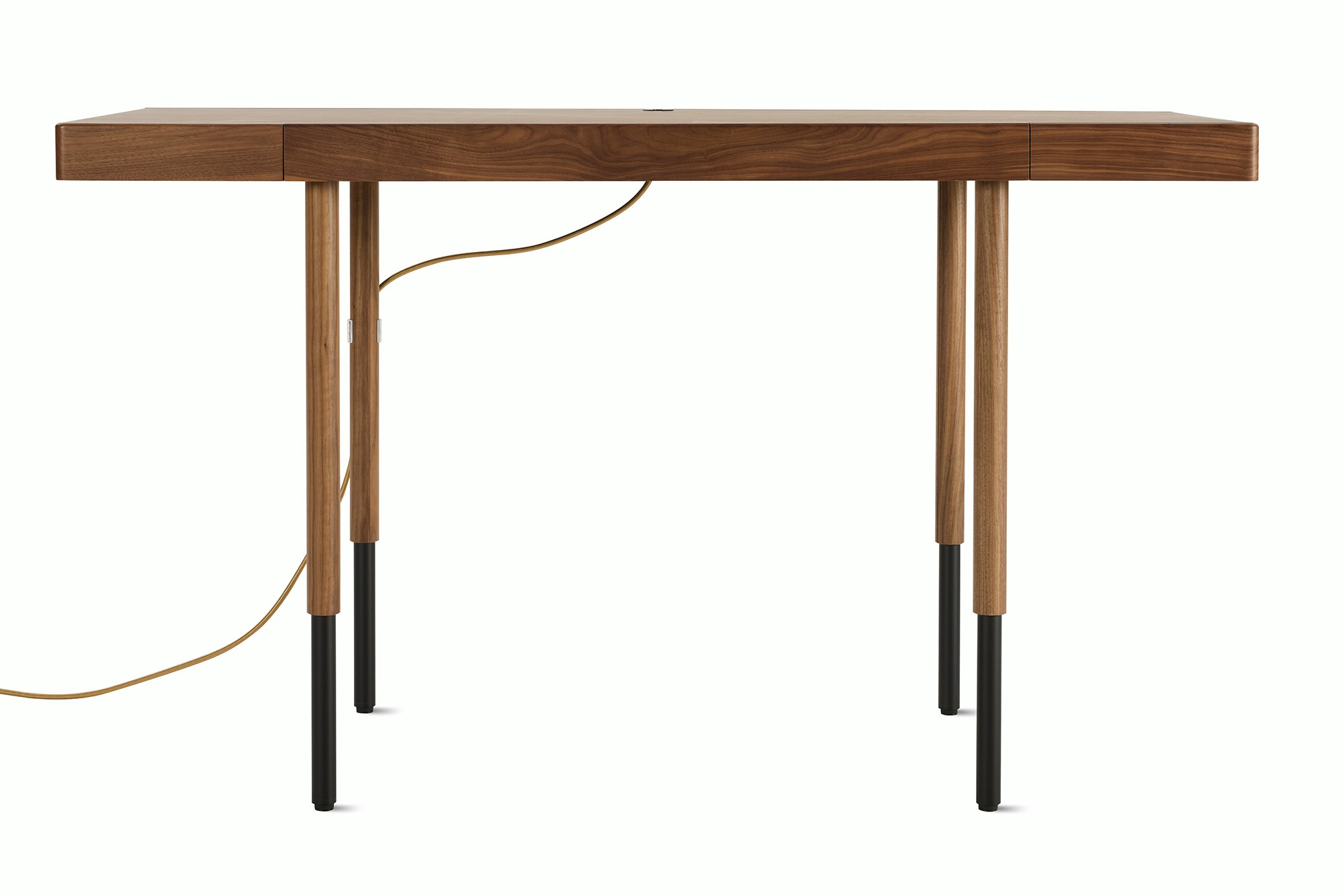 A detailed look at New Canaan Wood Sit-to-Stand Desk in Walnut.