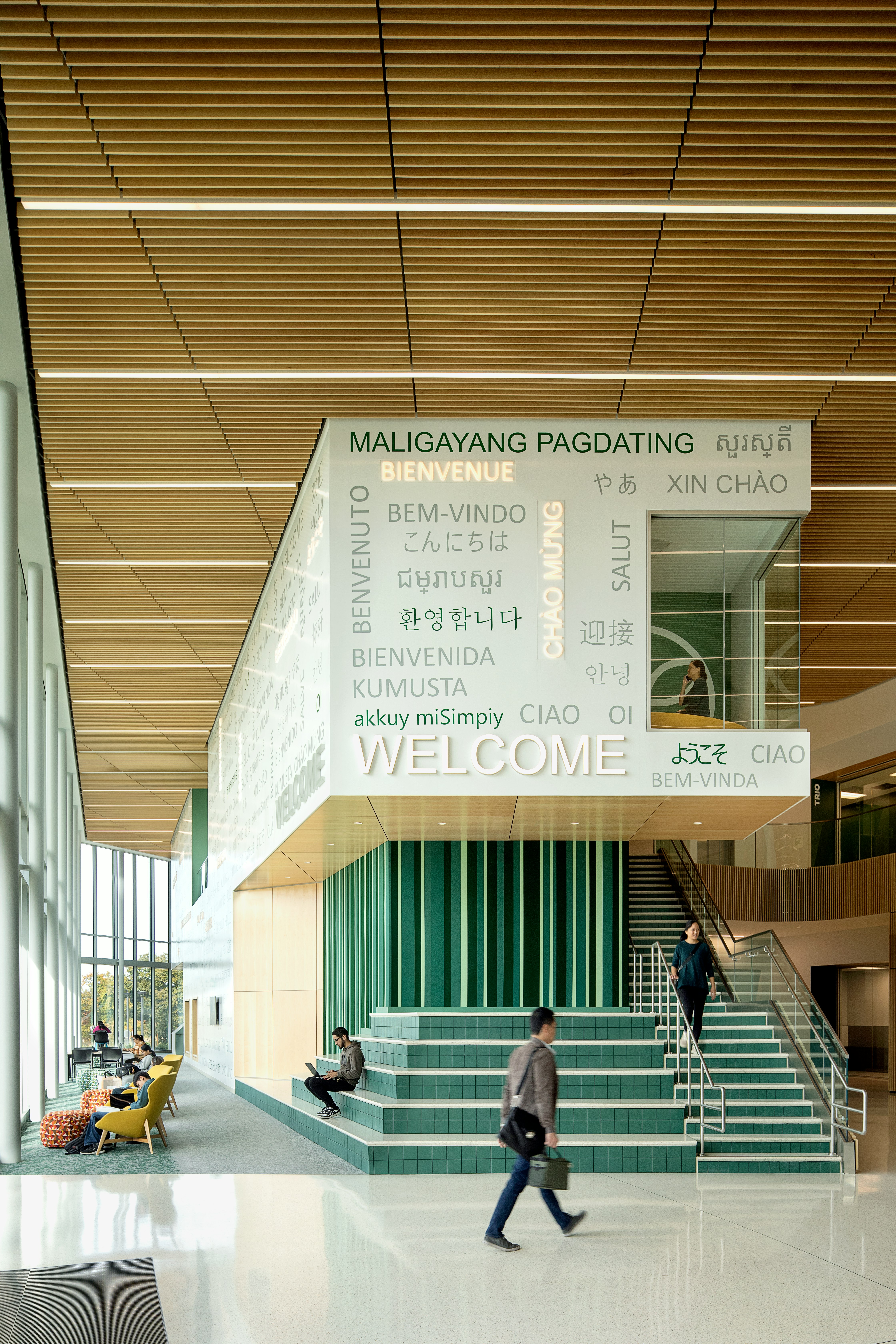 Interior of the Student Services building at Evergreen Valley College.