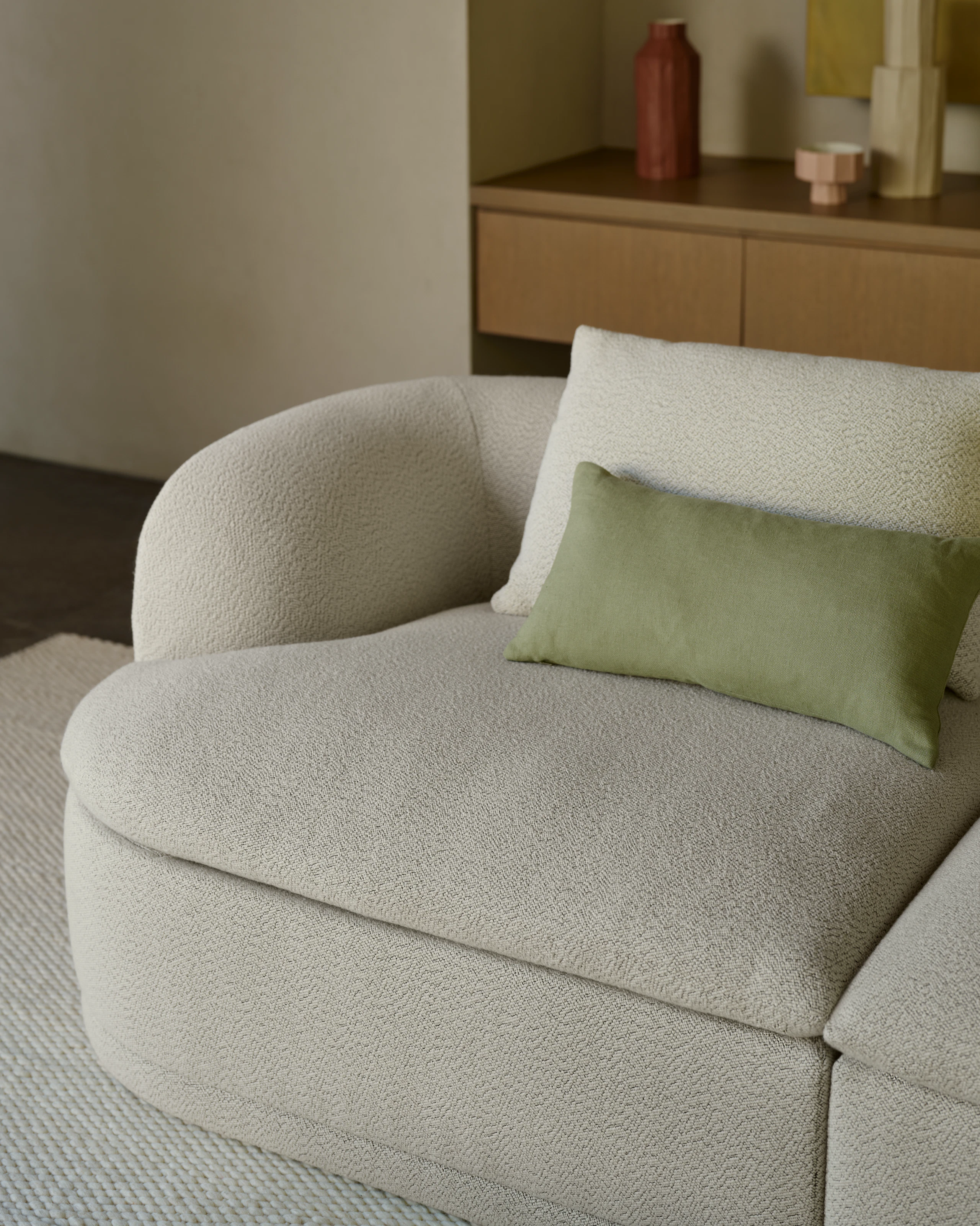 Atlason Composed Modular Sofa U Shape Sectional - Rectilinear, Turf, Cream Melange