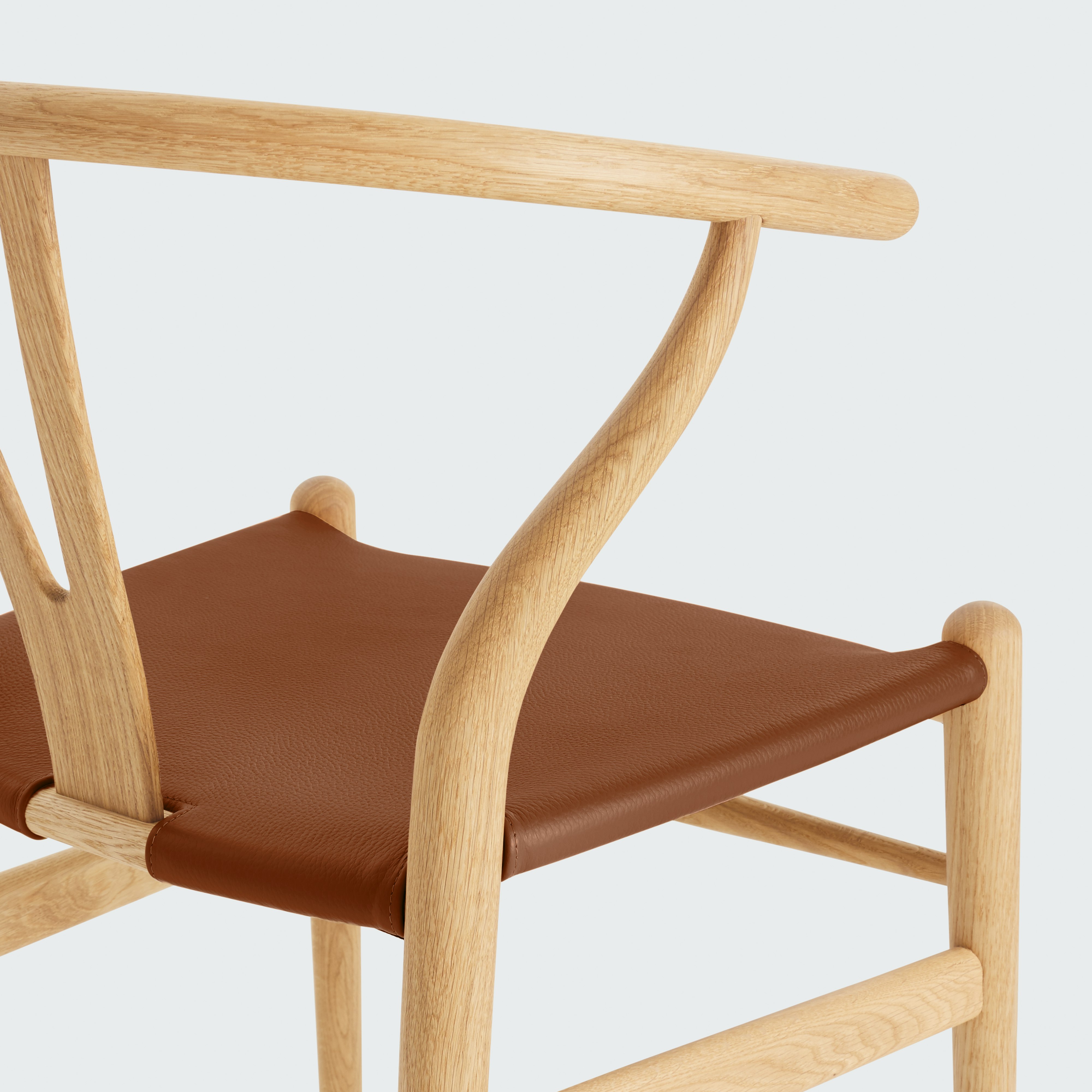 CH24 Wishbone Chair Oak, Dark Brown Leather