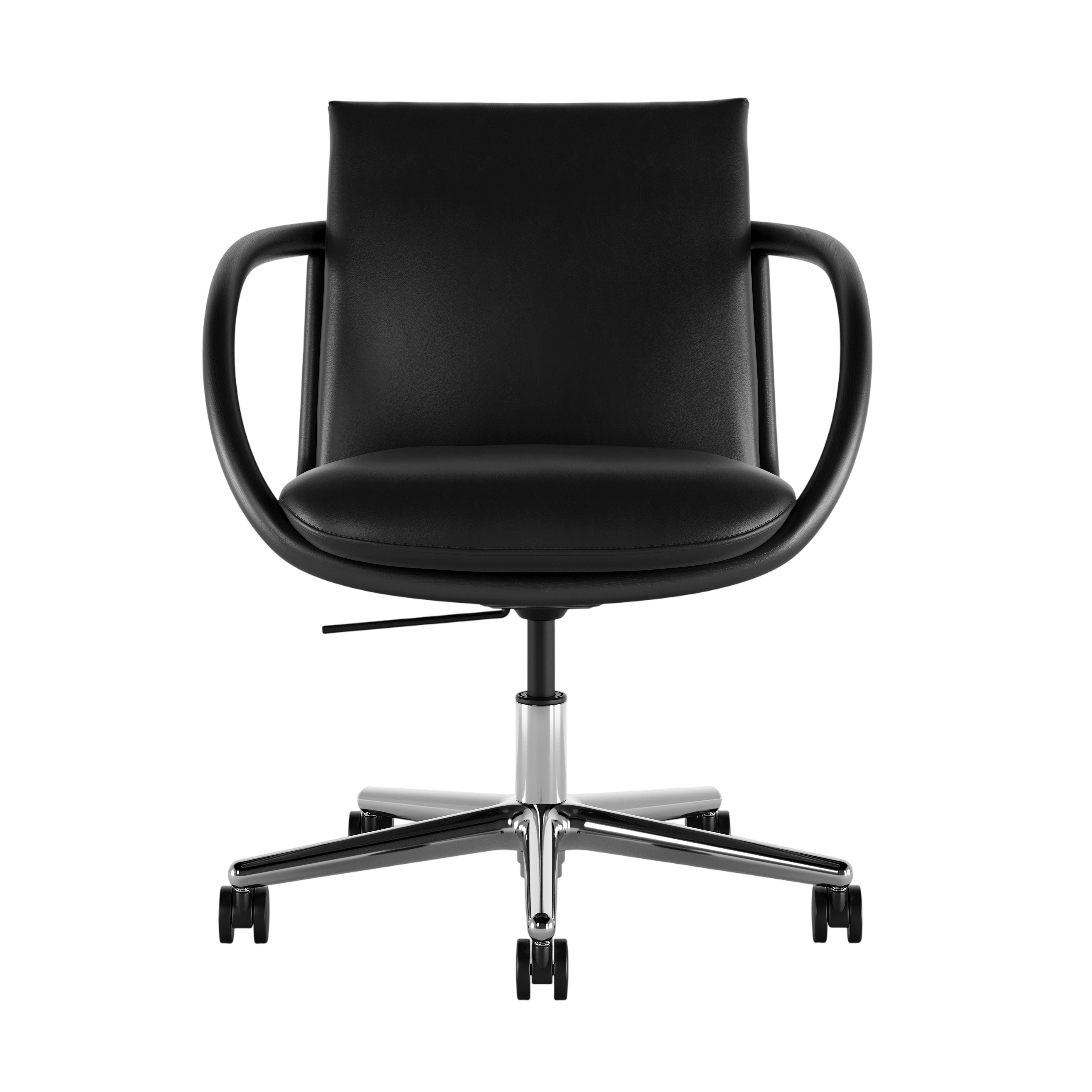 Full Loop Task Chair - Bristol Leather Black,  Ebony,  Polished Aluminum