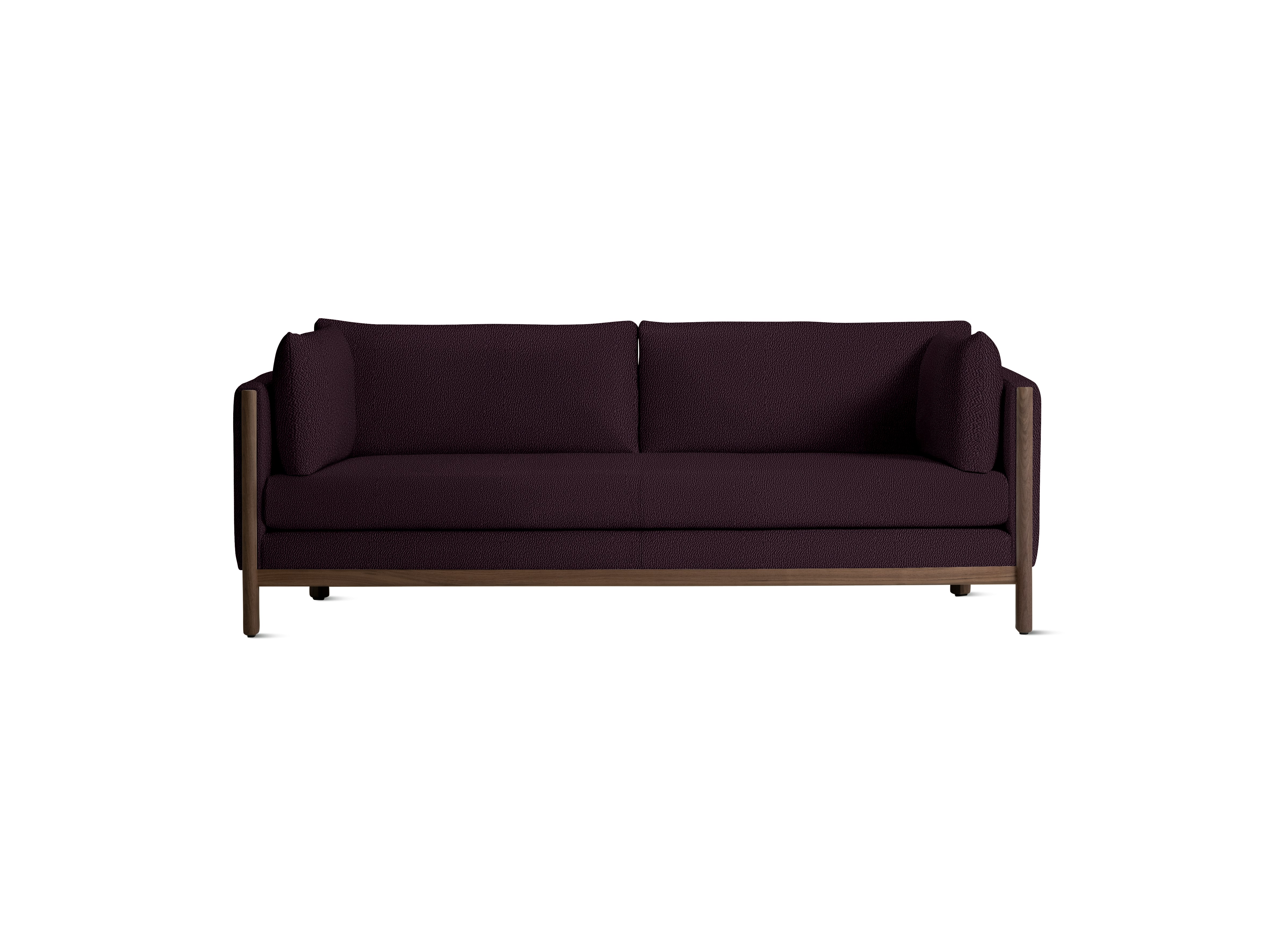 Emmy Sofa, 80 In, Turf, Burgundy, Walnut