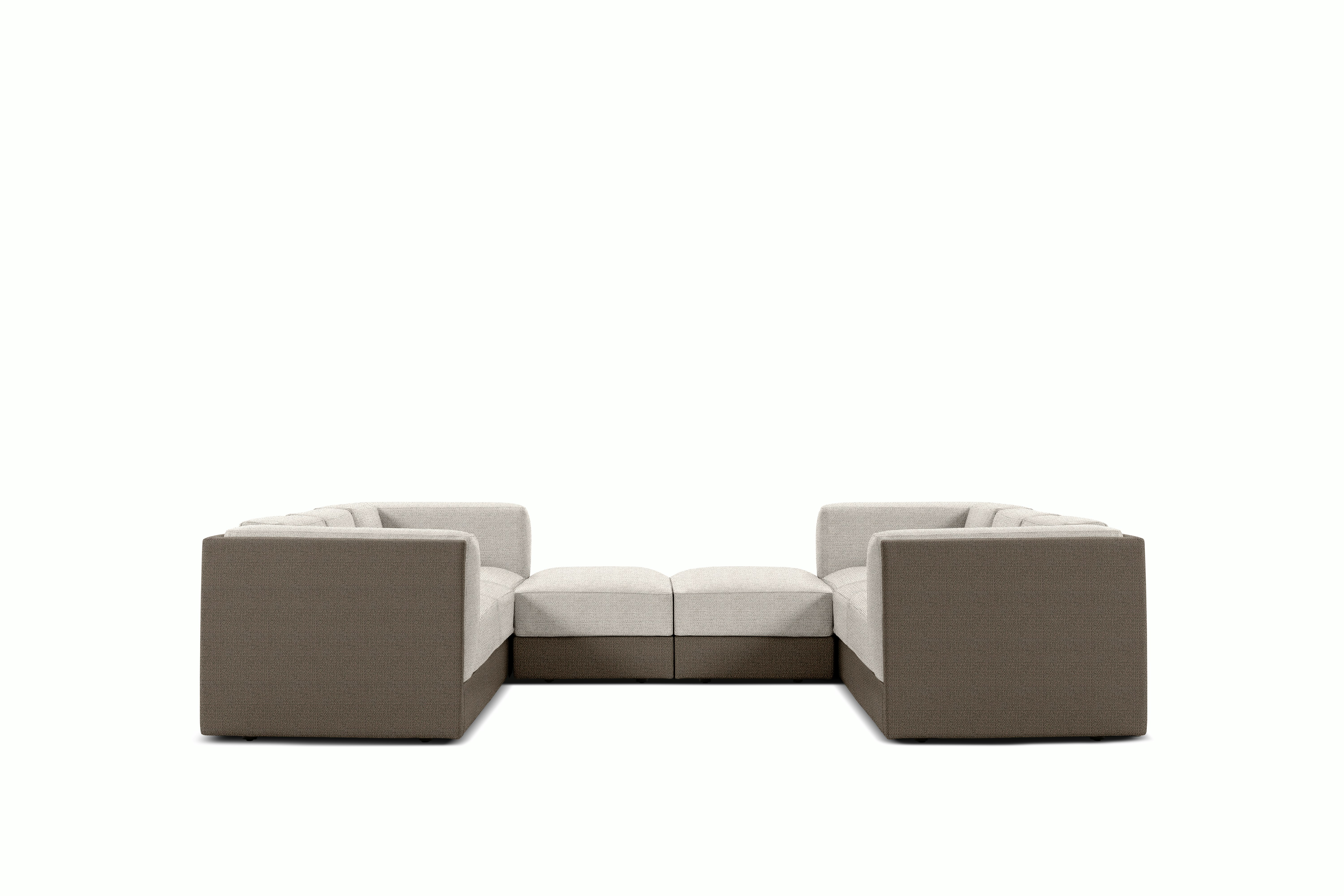Symme U-Sectional - Fabric Frame,  Pebble Weave,  Bark,  Pebble Weave,  Buff